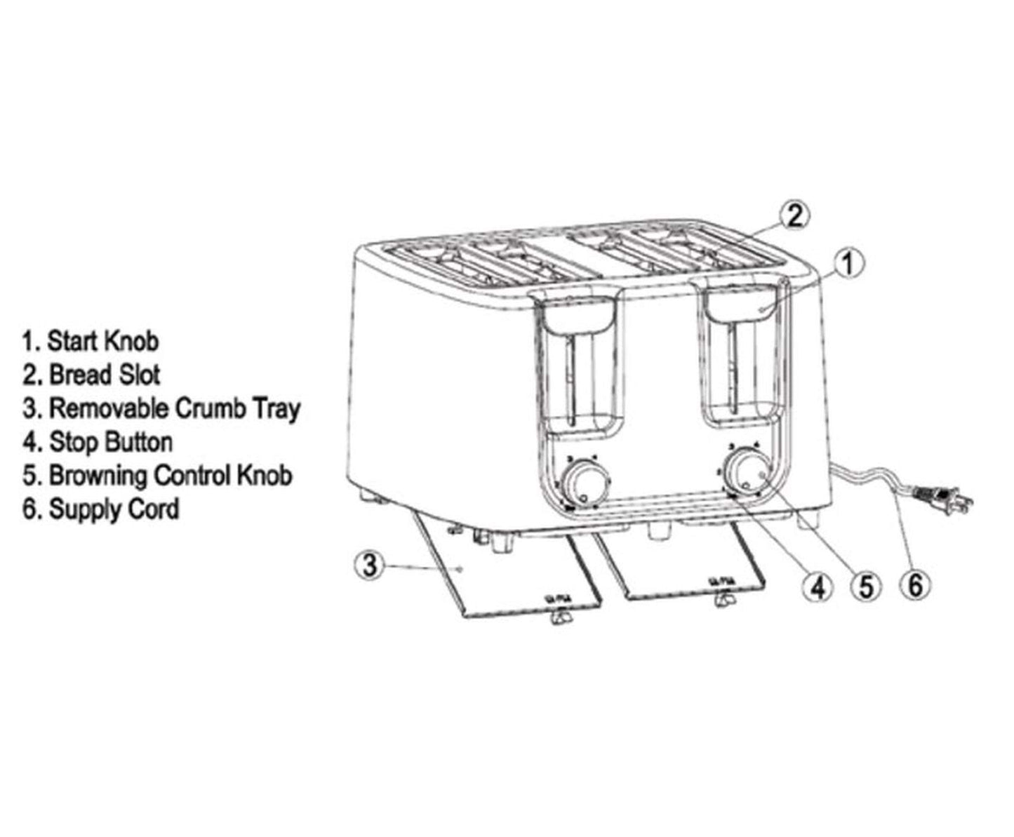 Continental Electric CE-TT029 Toaster, 4 Slice,Cool Touch, Black