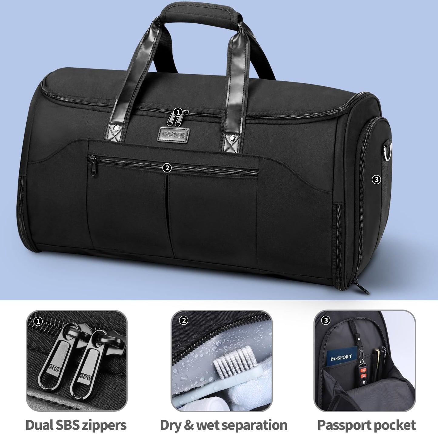 HOMIEE 2-in-1 Travel Duffle Bag with Shoe Compartment