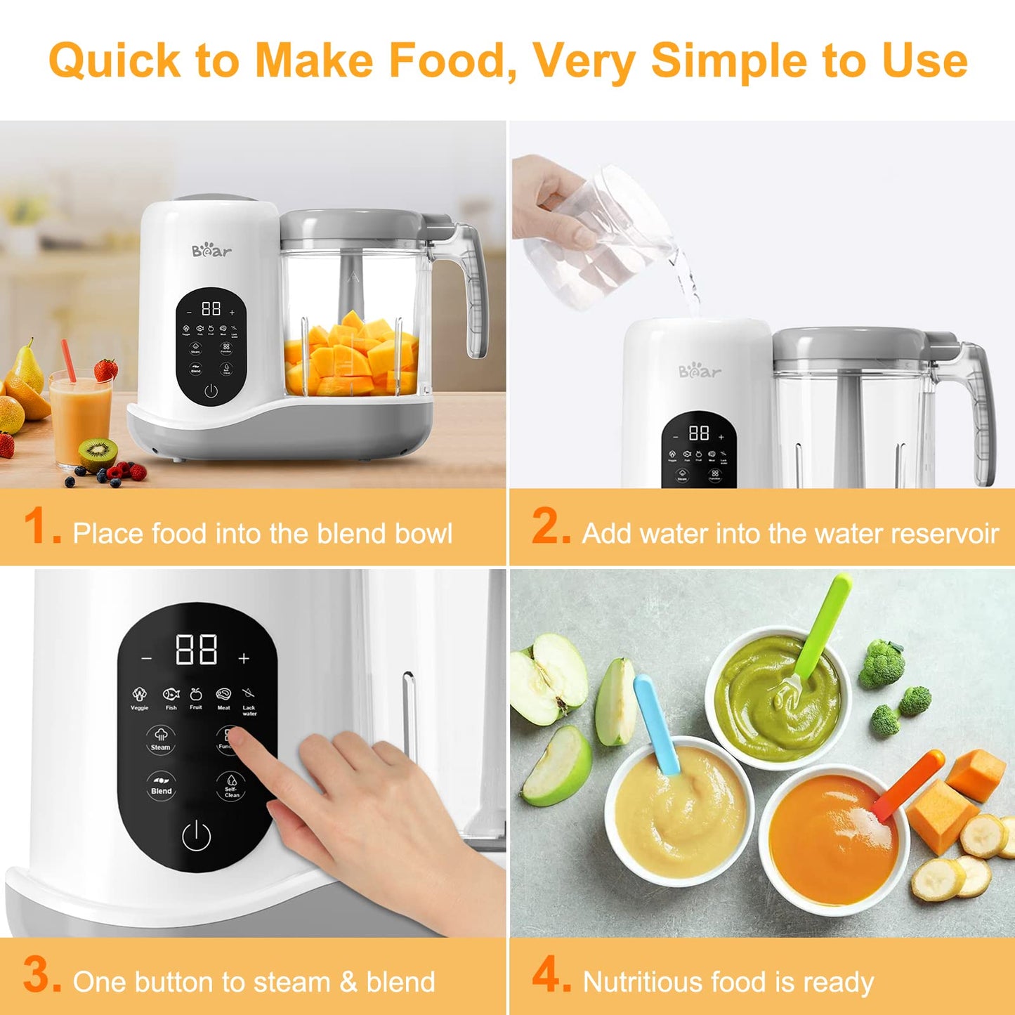 Baby Food Maker Steamer and Blender by Bar