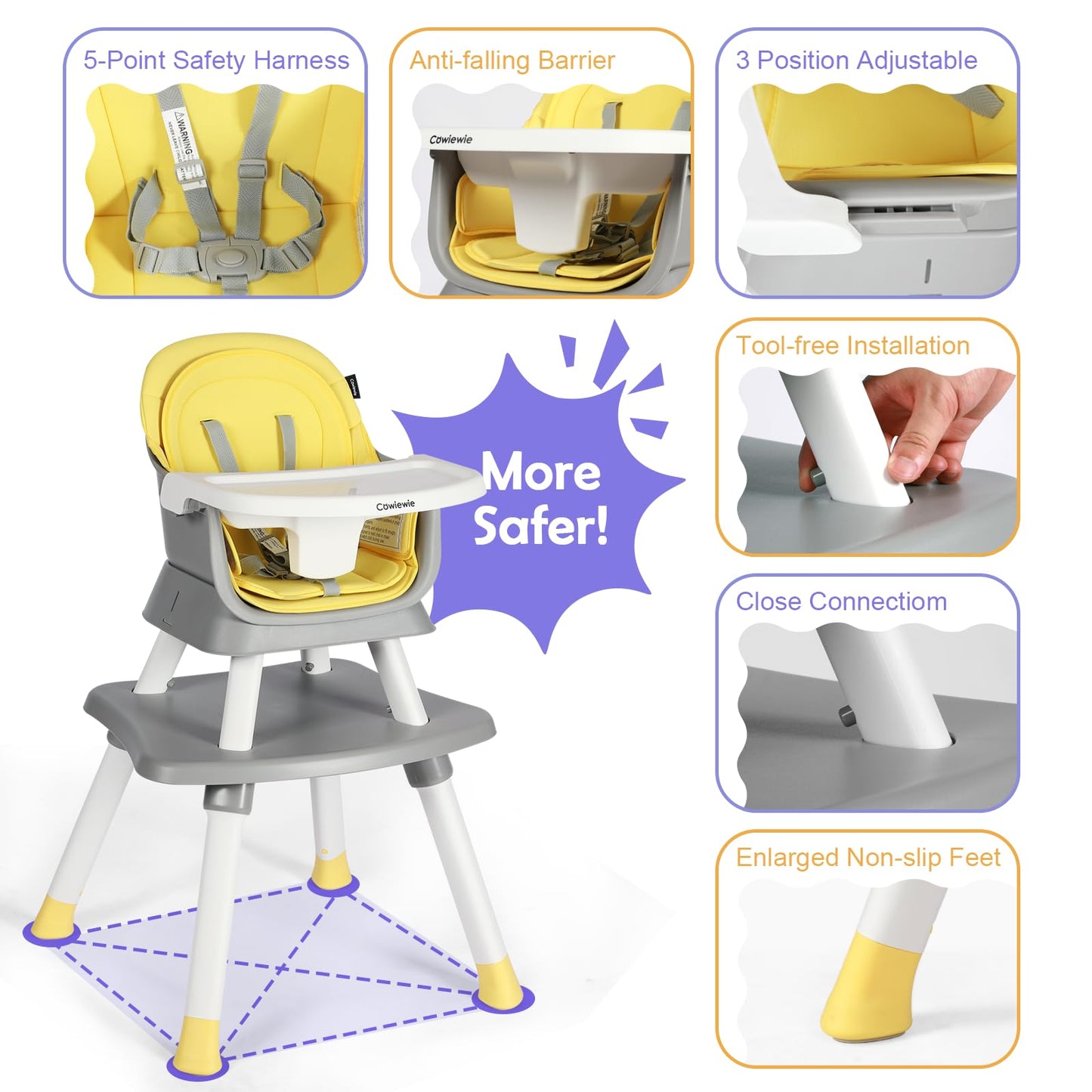 Cowiewie 8-in-1 Baby High Chair and Table Set