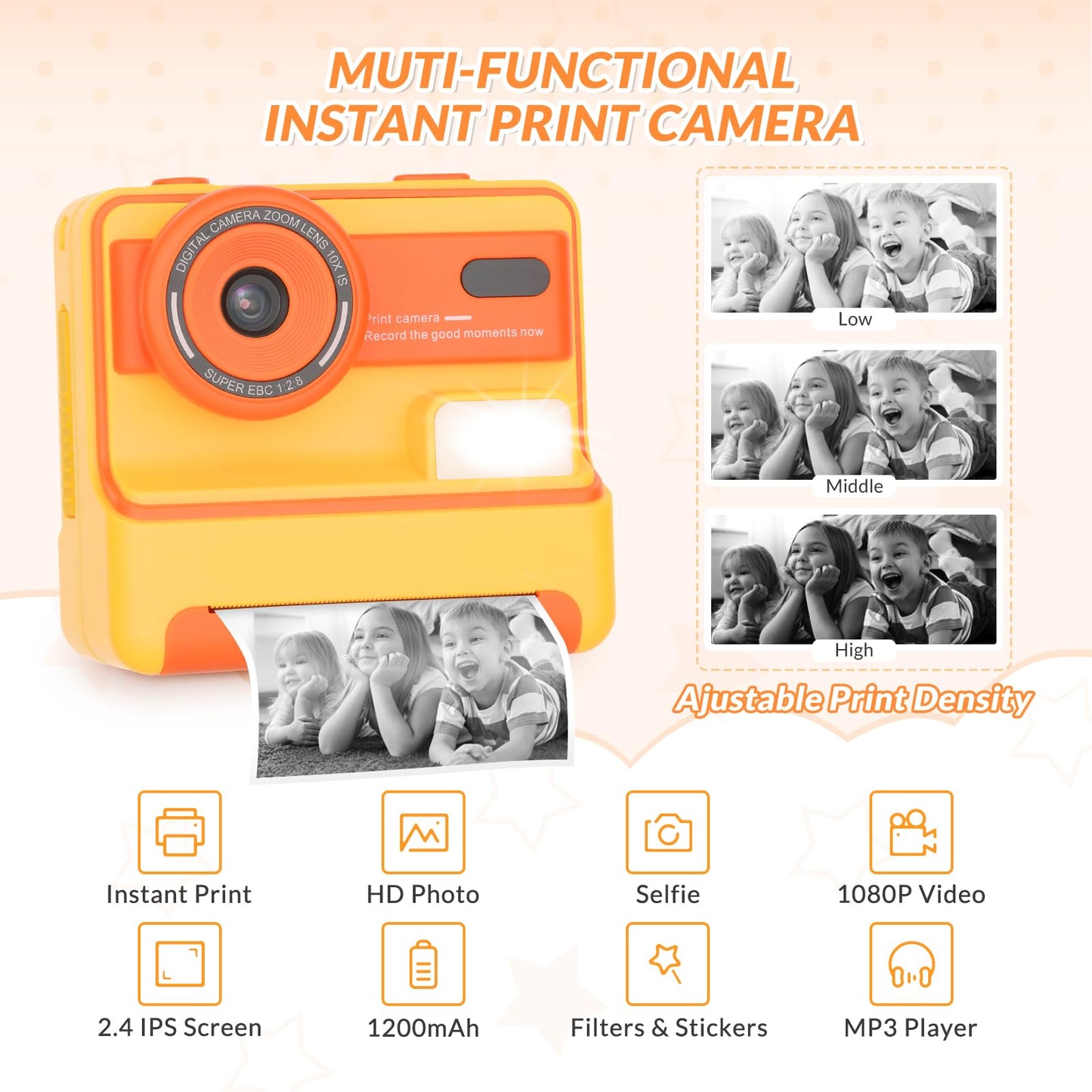 Mafiti Kids Camera Instant Print,1080P Instant Camera for Kids