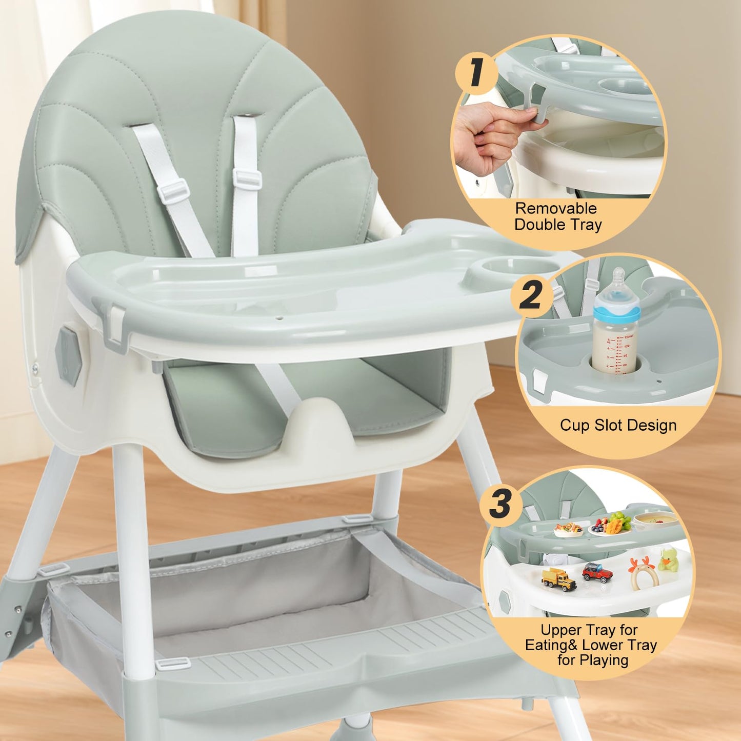 2-in-1 Convertible High Chair for Babies