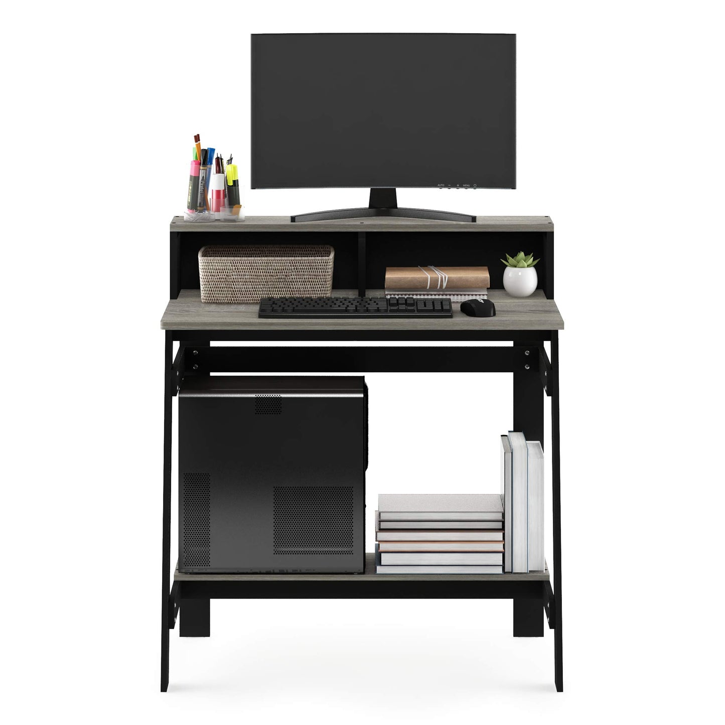 Furinno Simplistic A Frame Computer Desk, Black/French Oak Grey