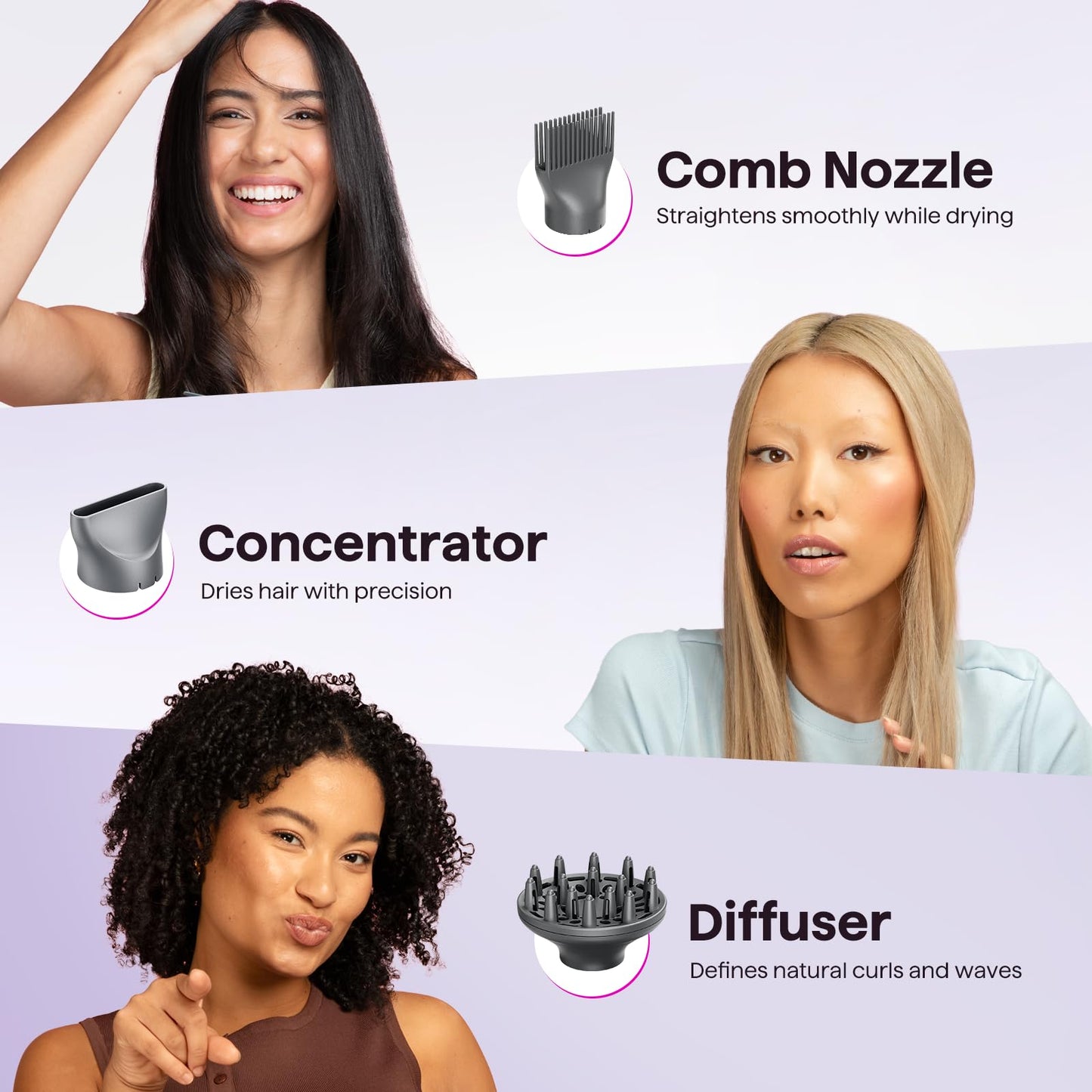 Ionic Hair Dryer with Diffuser for Curly Hair