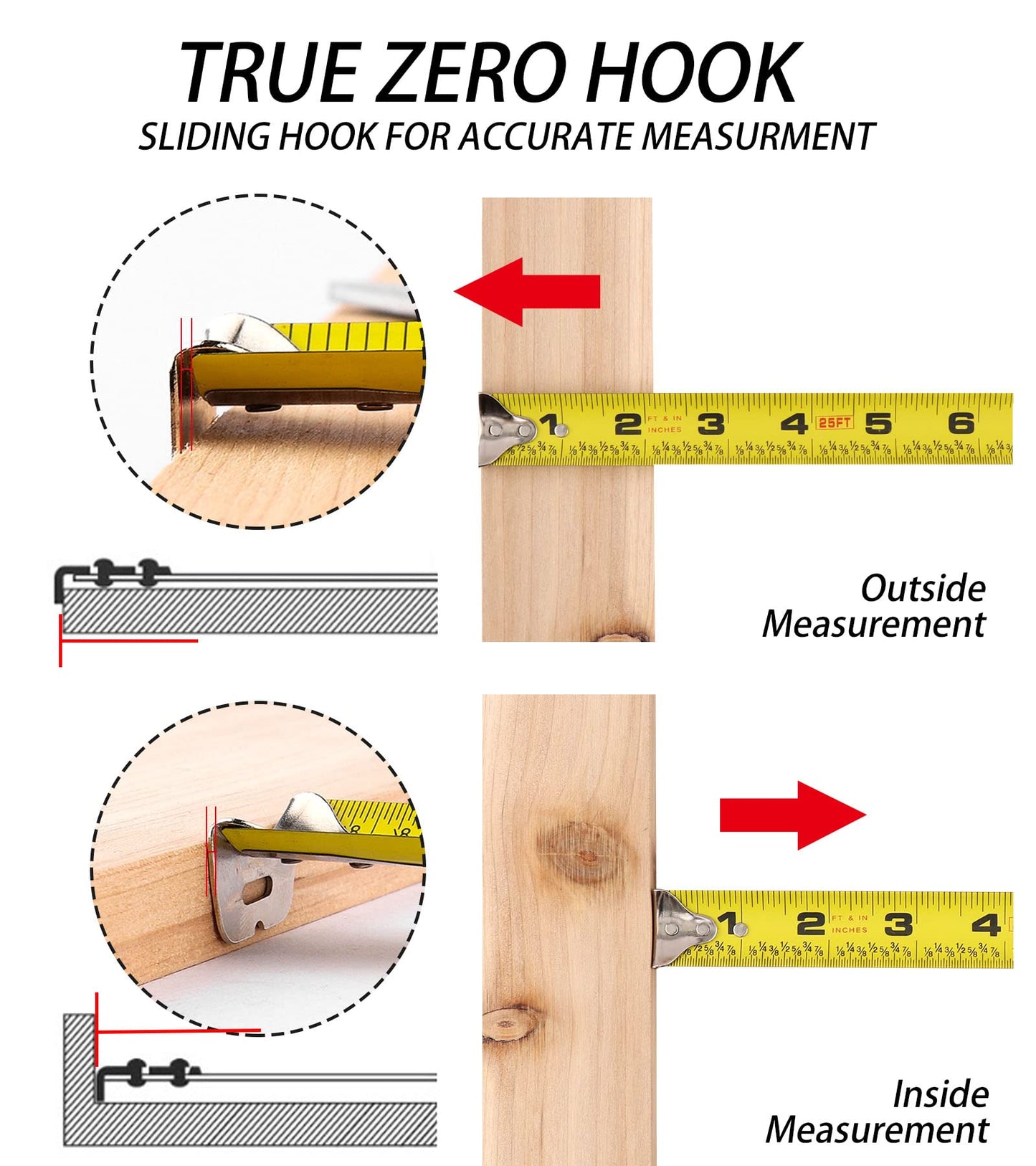 DOWELL Measuring Tape Measure 25ft Measurement Tape Steel Blade Shock Absorbent Solid Rubber Case Accurate Easy Read with Fractions 1/8 for Construction Contractor Carpenter Architect Woodworking (1)