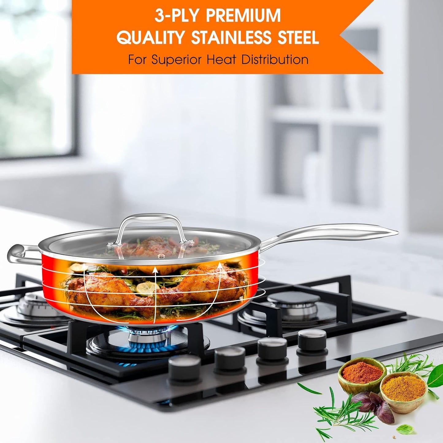 imarku 11-Piece Nonstick Cookware Set with Lids