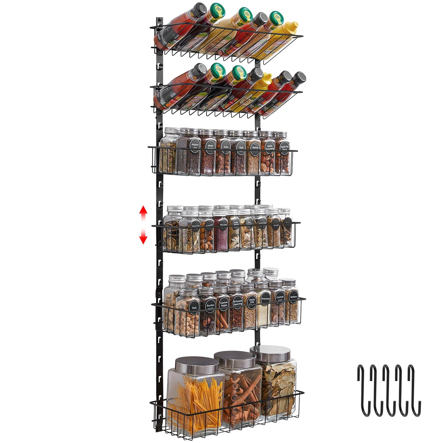 6-Tier Spice Rack Wall Mount Organizer