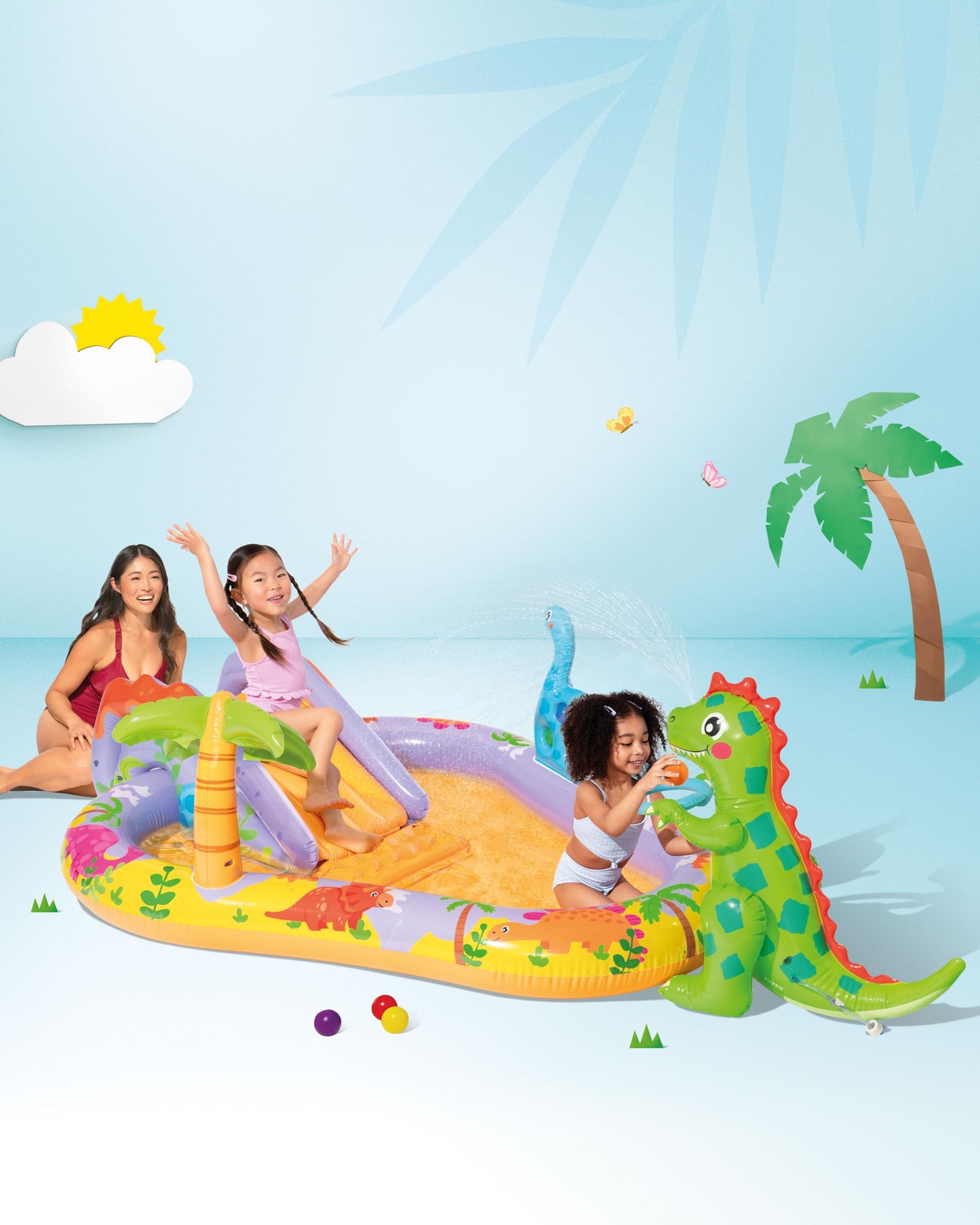 Intex Dino Park Inflatable Kids Pool with Slide
