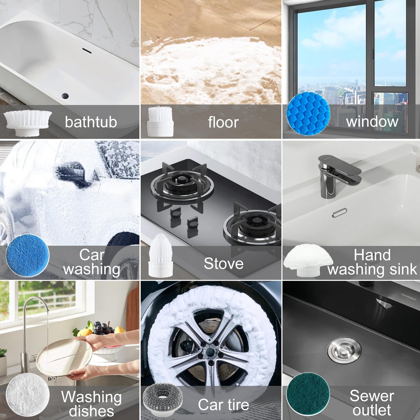 Cordless Electric Shower Scrubber with 9 Heads