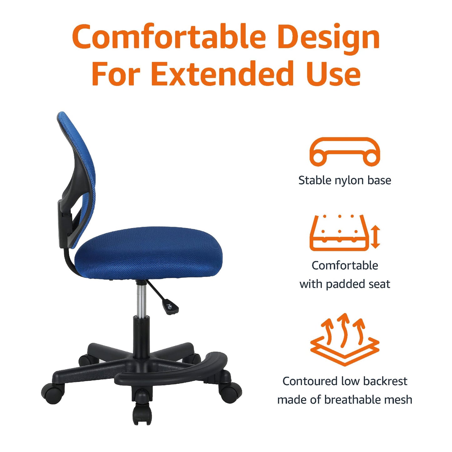 Kids Adjustable Low-Back Desk Chair with Footrest