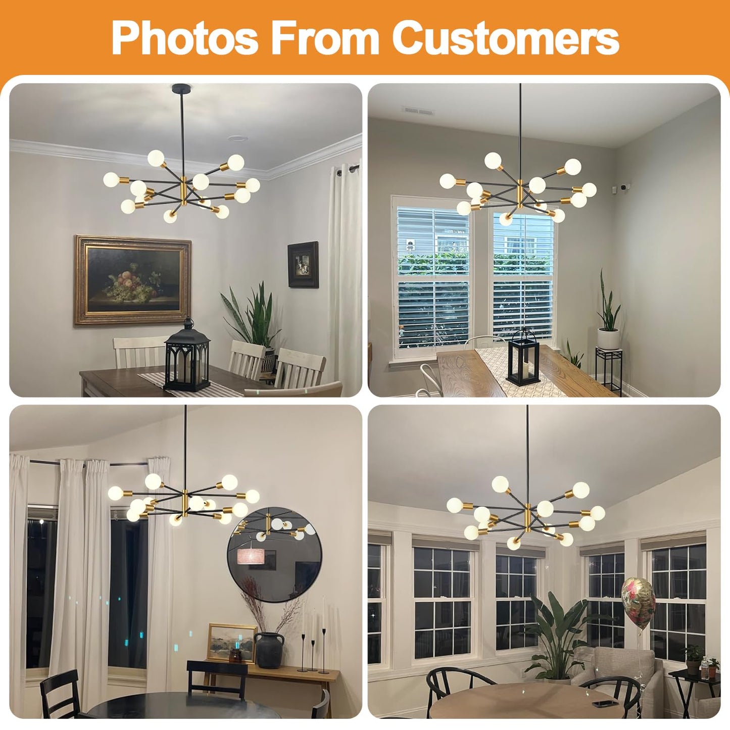 12-Light Sputnik Chandelier for Dining Room