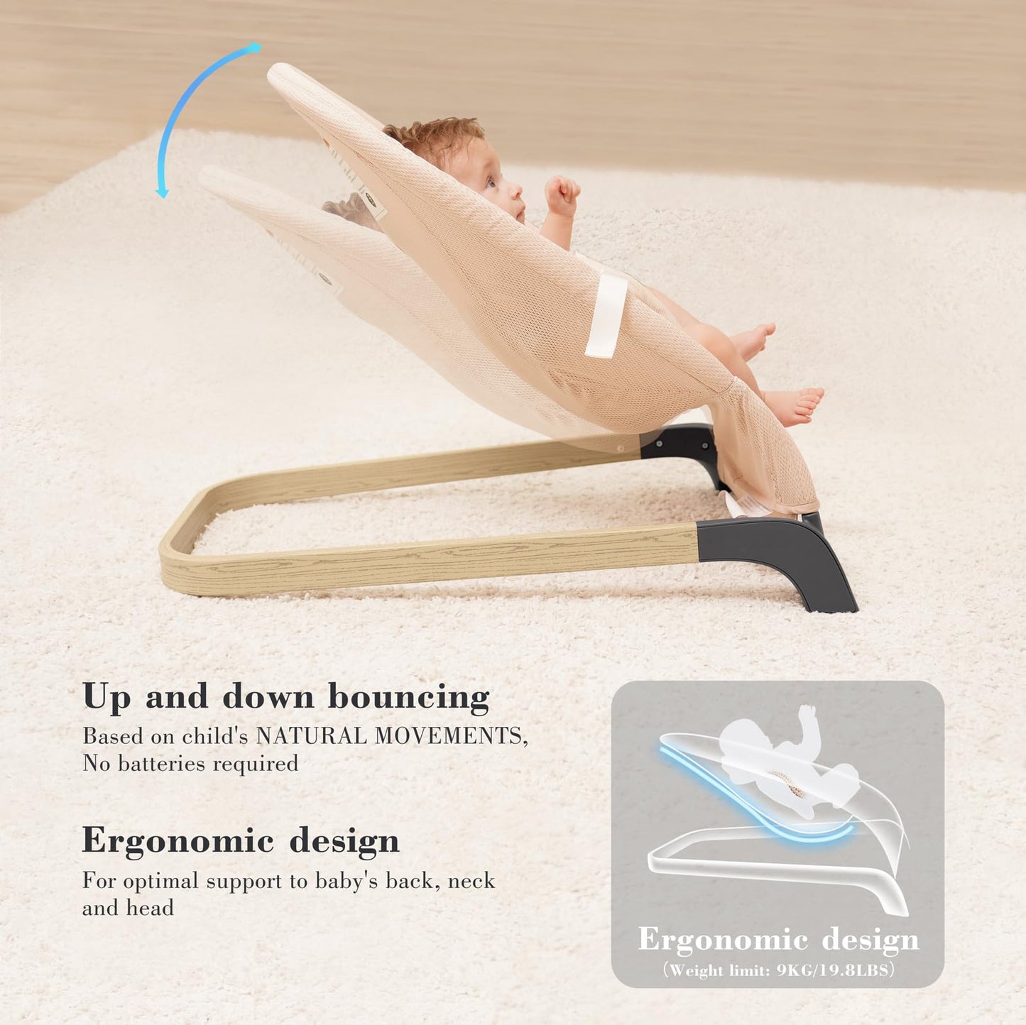 ANGELBLISS Portable Baby Bouncer with Natural Vibrations