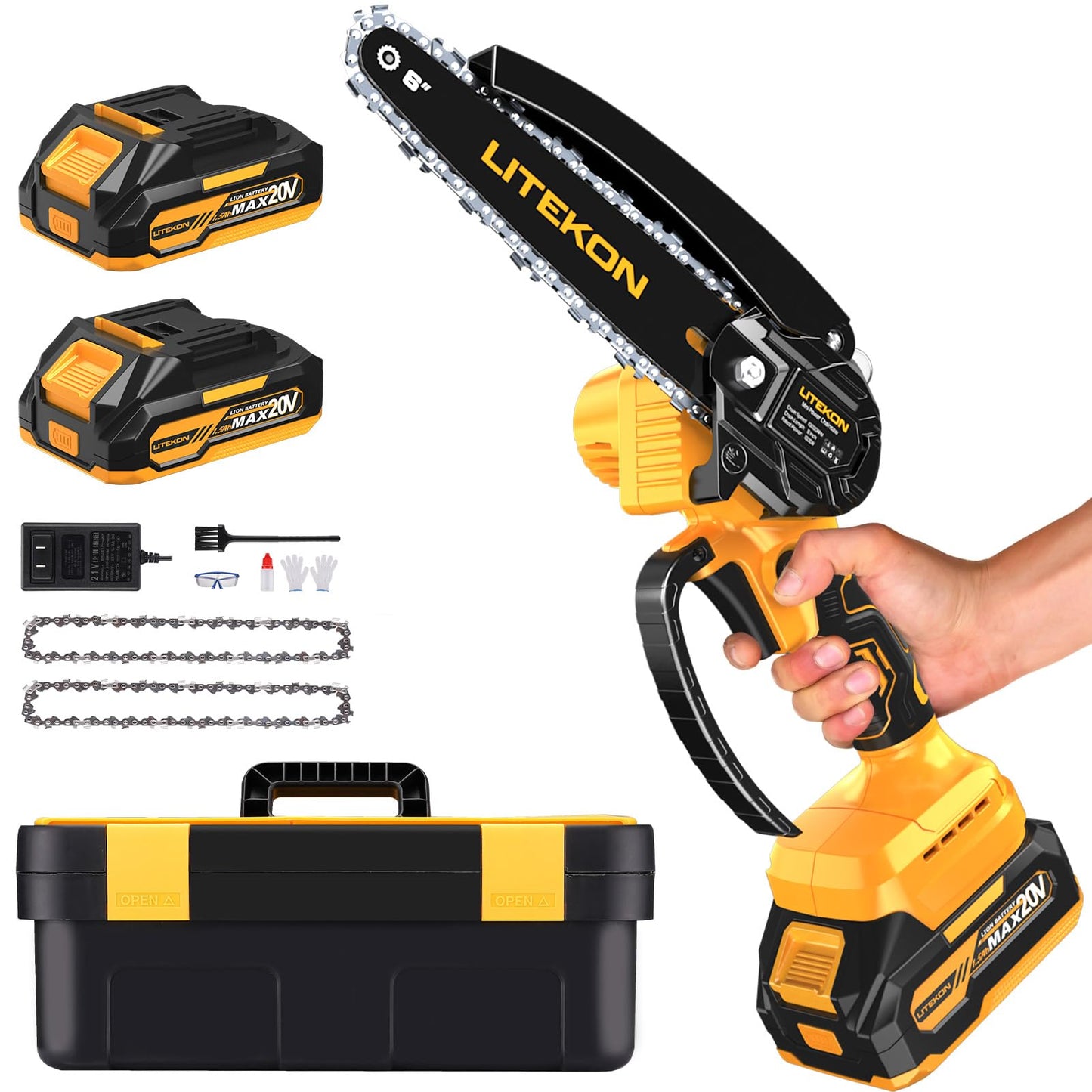 6 Inch Mini Electric Chainsaw with Batteries