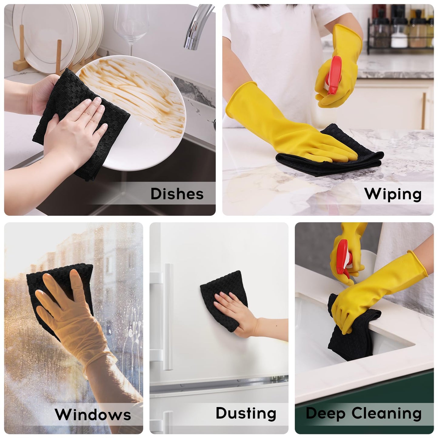 12 Pack Microfiber Cleaning Cloths for Housekeeping