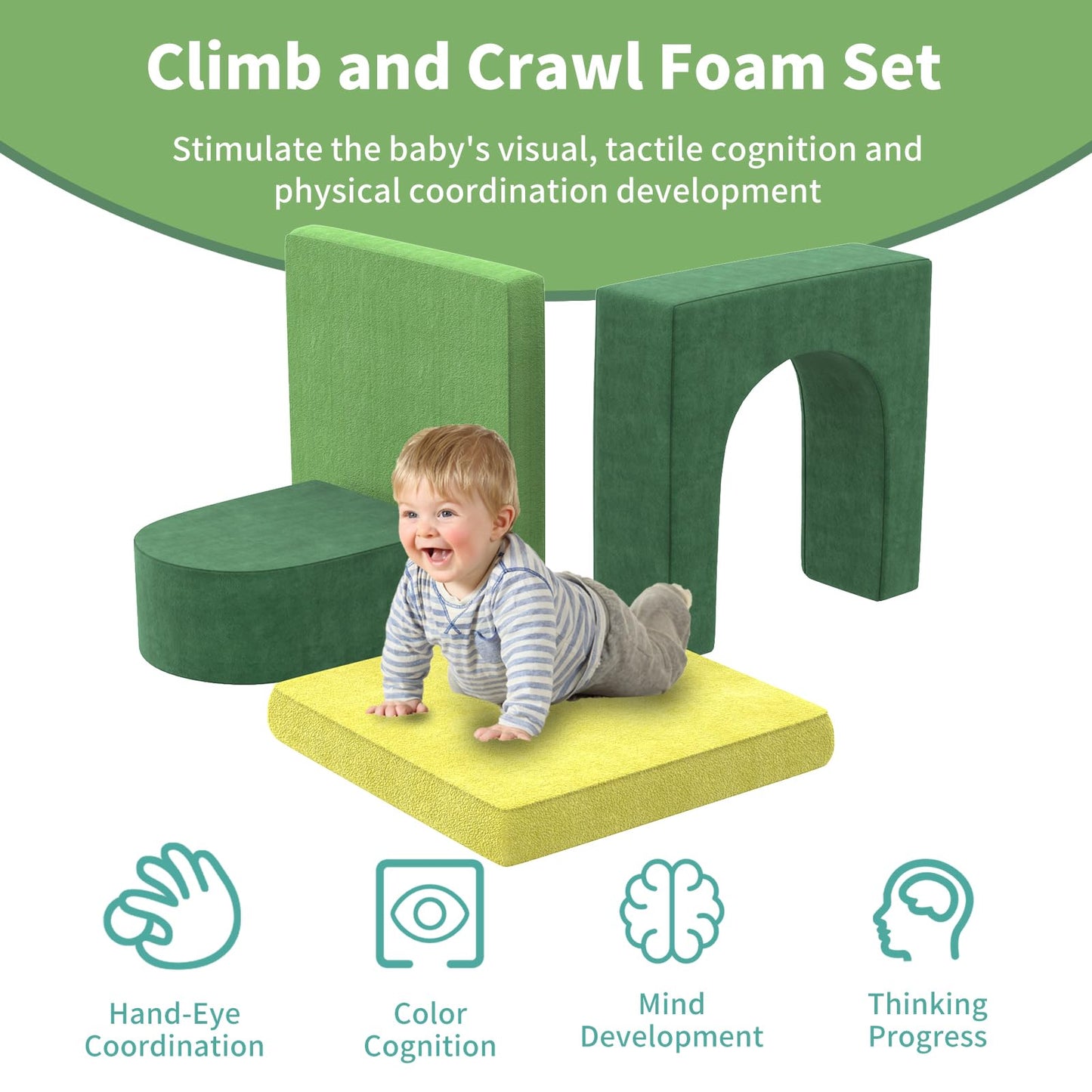 Ryokk 4-Piece Foam Climbing Blocks for Toddlers, Foam Climbing Blocks for Toddlers and Baby Climbing Blocks, Climb and Crawl Activity Play Set, Foam Climbing Blocks and Foam Play Gym