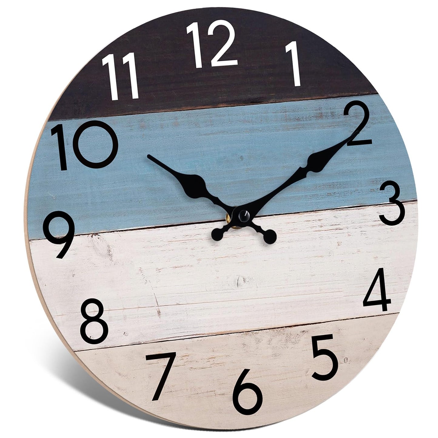 KECYET Wall Clock Silent Non-Ticking Beach Style Clocks Battery Operated Coastal Blue Country Retro Rustic Decorative for Pool Kitchen Bathroom Bedroom Home (8 Inch)