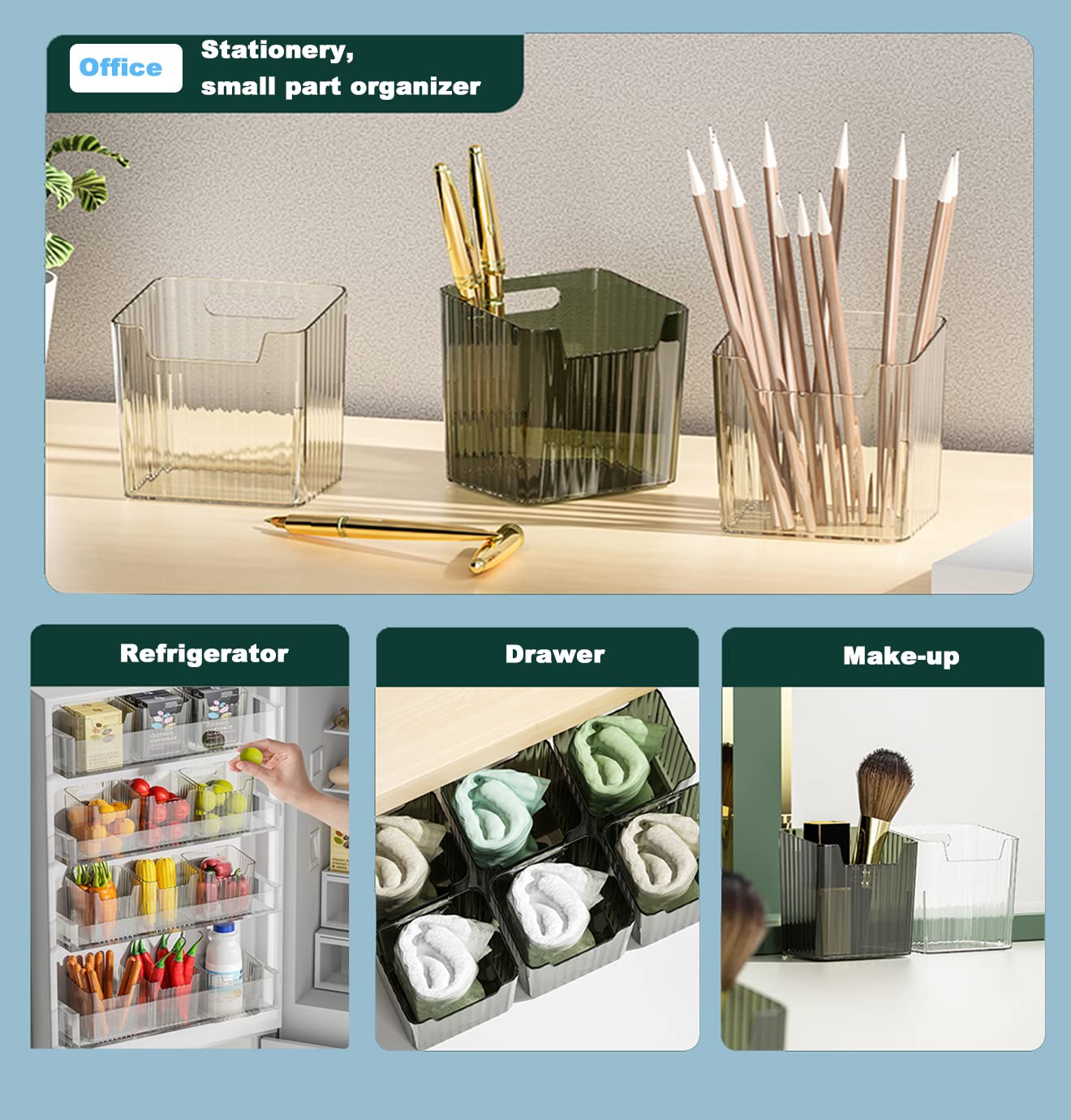 6 Pack Refrigerator Organizer Bins for Food Storage