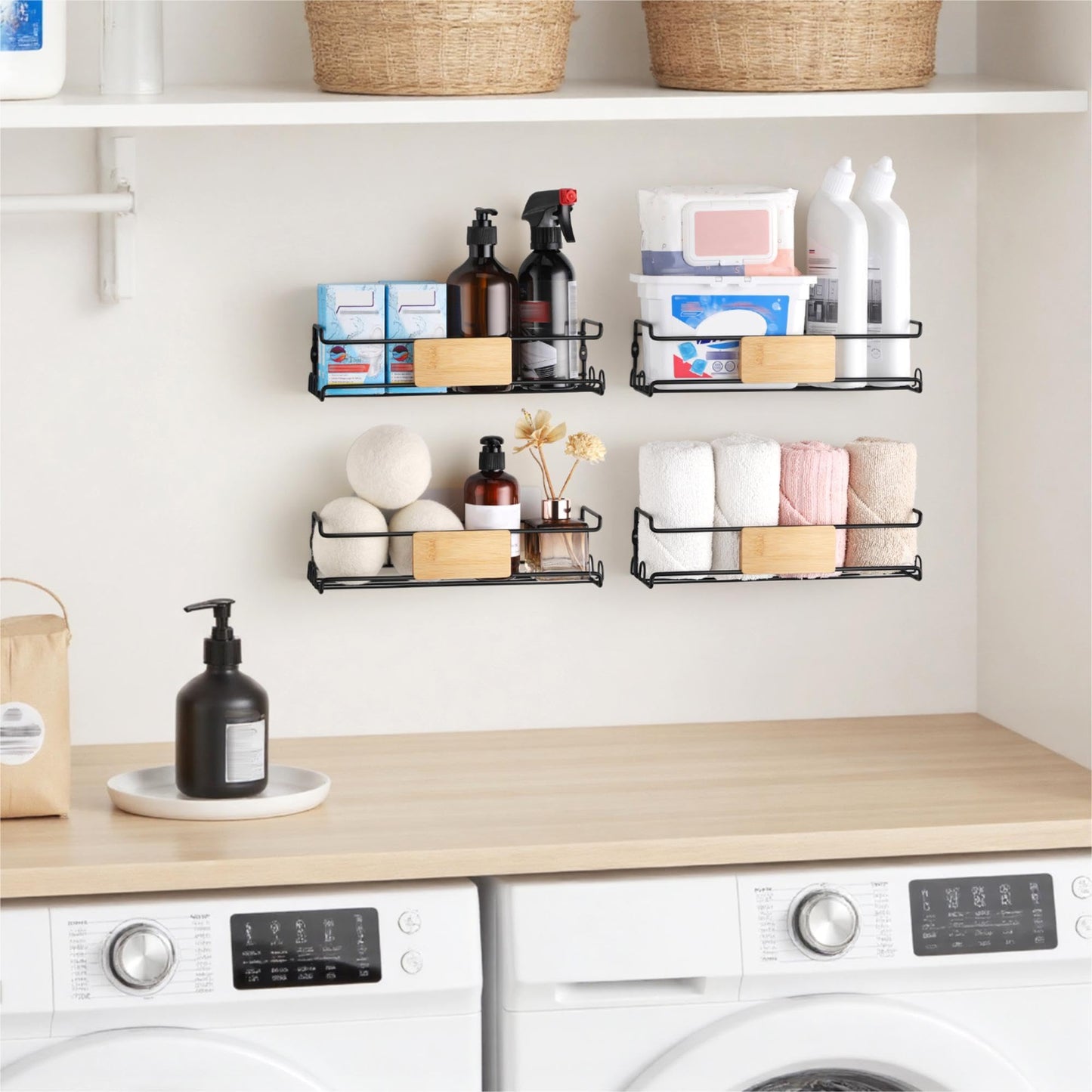 4-Pack Wall Spice Rack for Kitchen Storage