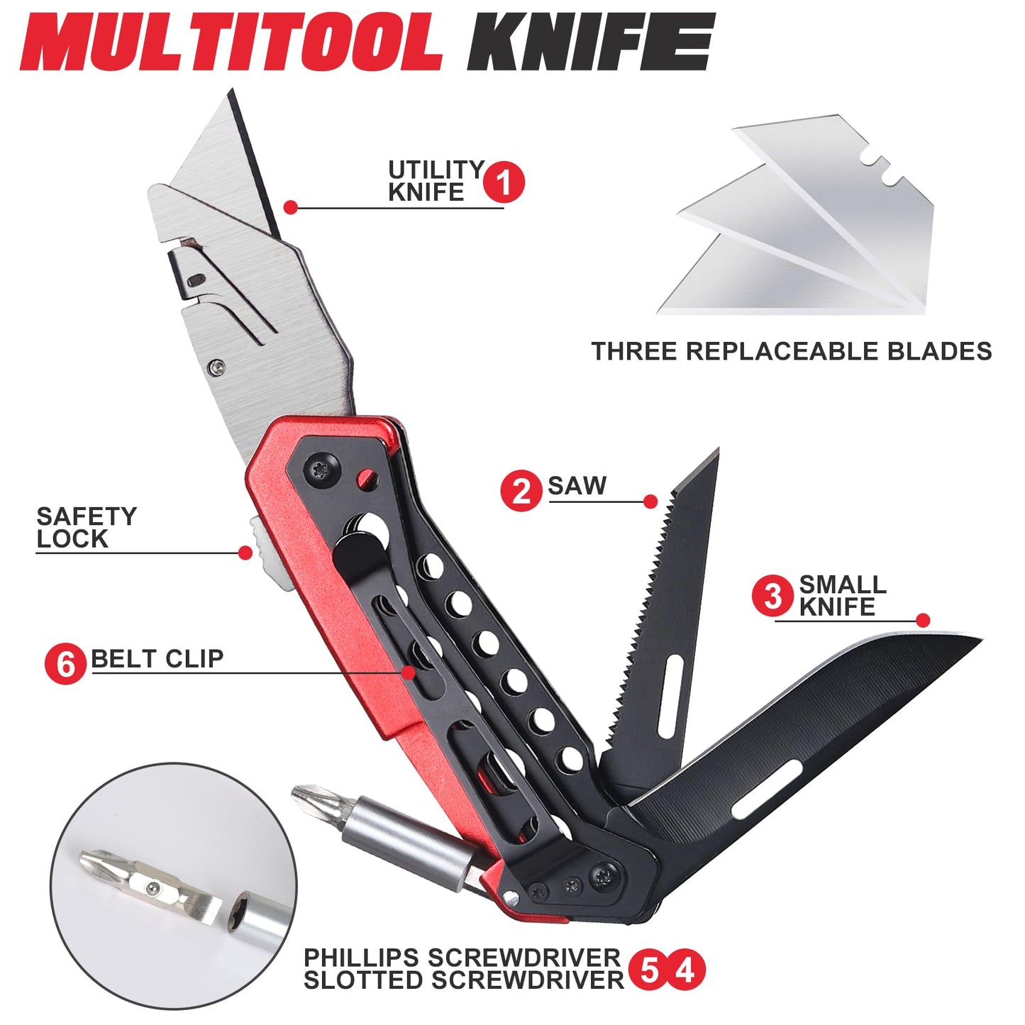 6-in-1 Utility Multitool Knife for Dads