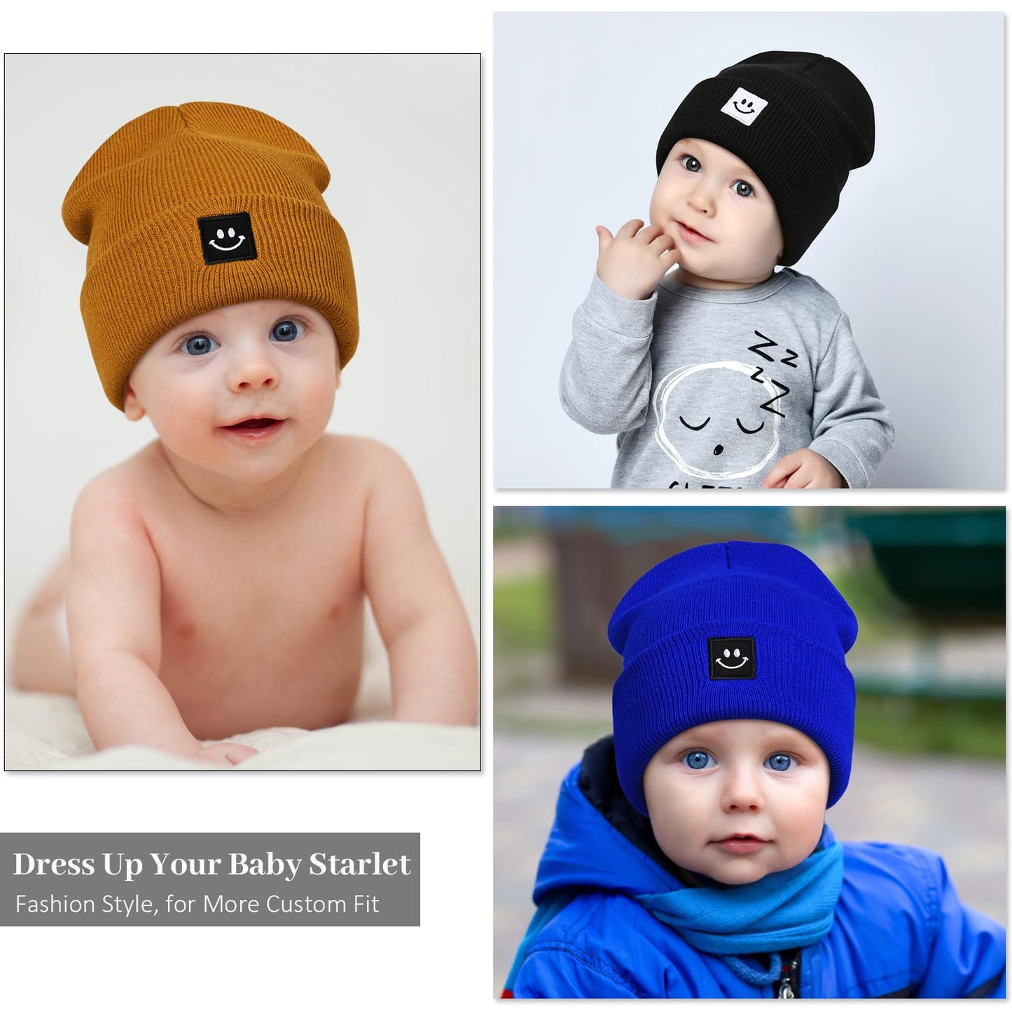 Baby Beanie Knit Ski Hat,Toddler Winter Beanies,Warm Knit Hat for Girls Boys Children 6-36 Months Gray