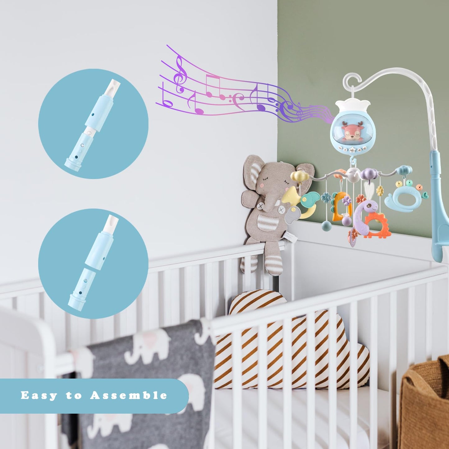 Baby Crib Mobile with Music & Remote Control