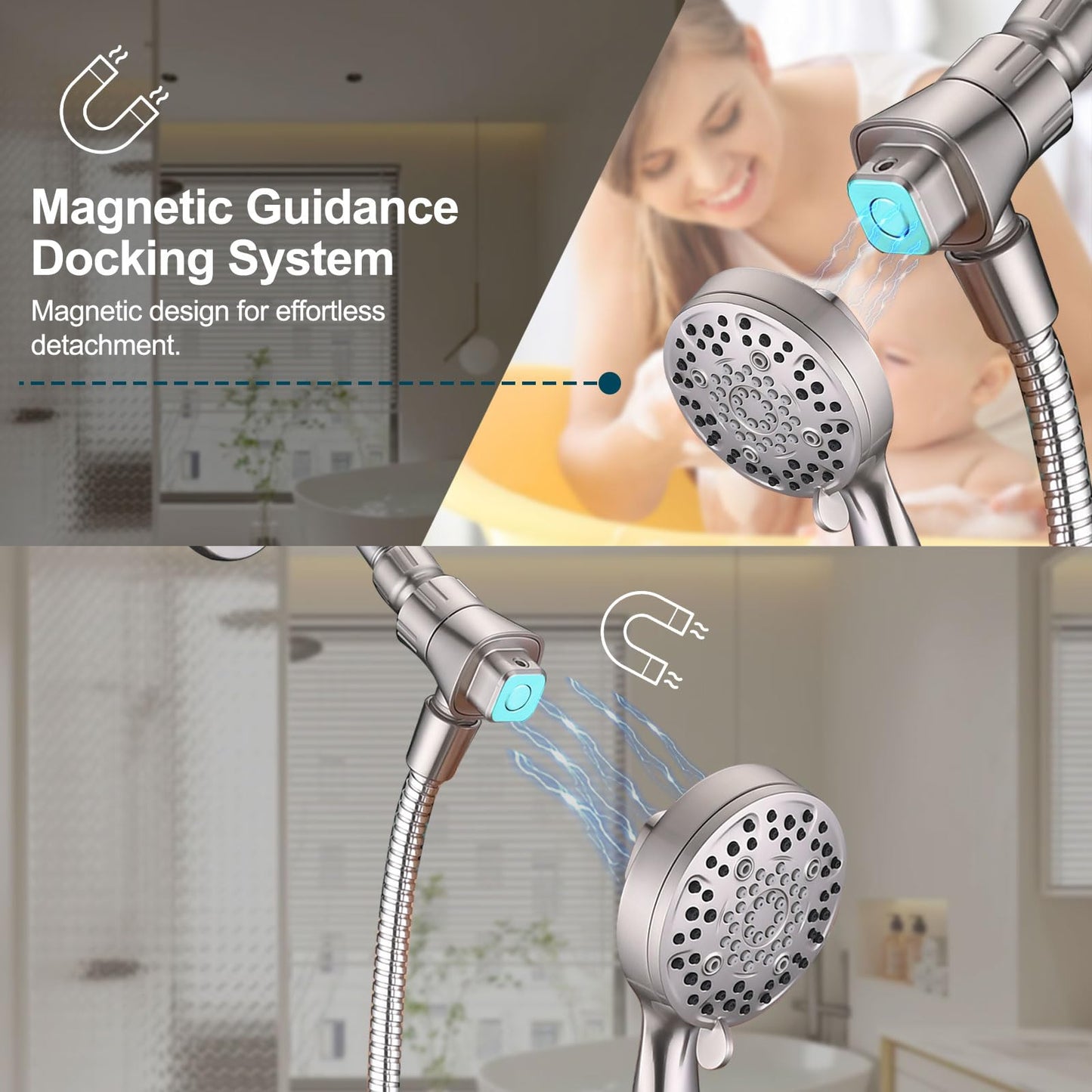 High Pressure Handheld Shower Head with 6 Settings