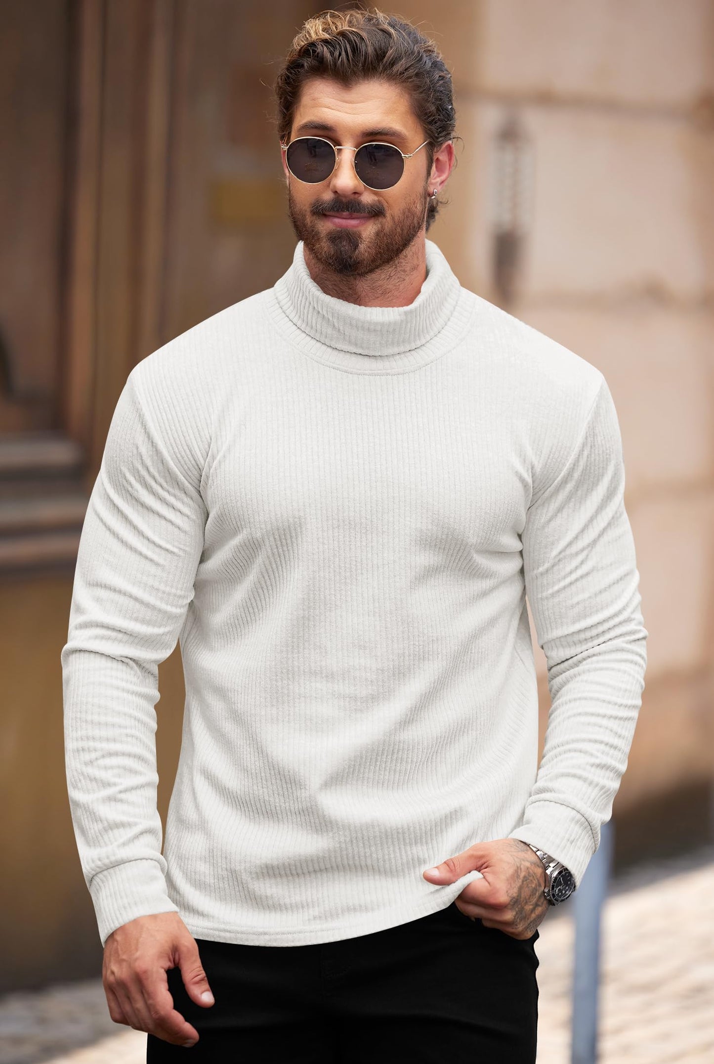 VOGSTART Mens Slim Fit Knit Sweater