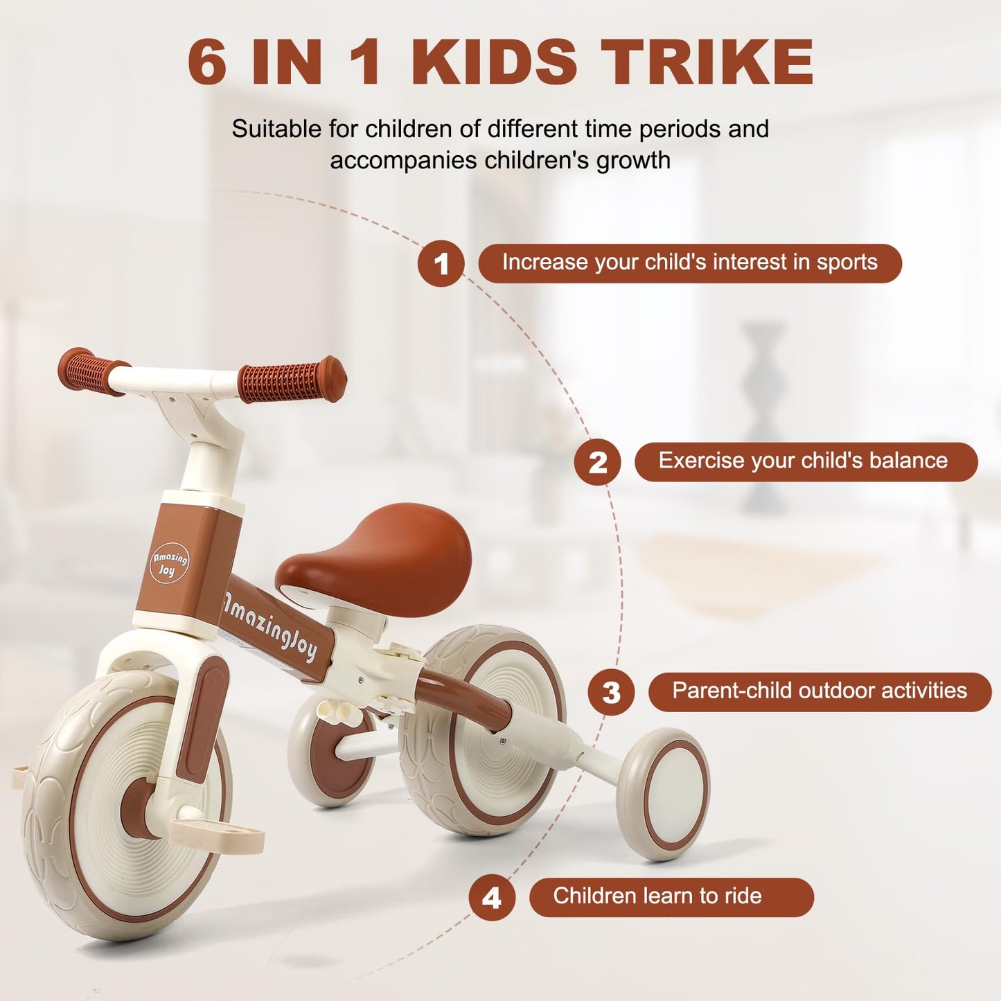 6 in 1 Toddler Tricycle with Adjustable Seat