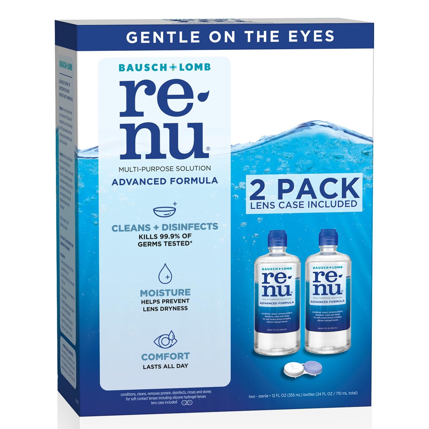 Renu Contact Lens Solution Advanced Formula Multipurpose Lens Cleaner for Eye Contacts, Cleaning, Moisturizing and Disinfecting Care for Soft & Silicon Hydrogel Lenses, 12 Fl Oz (Pack of 2)