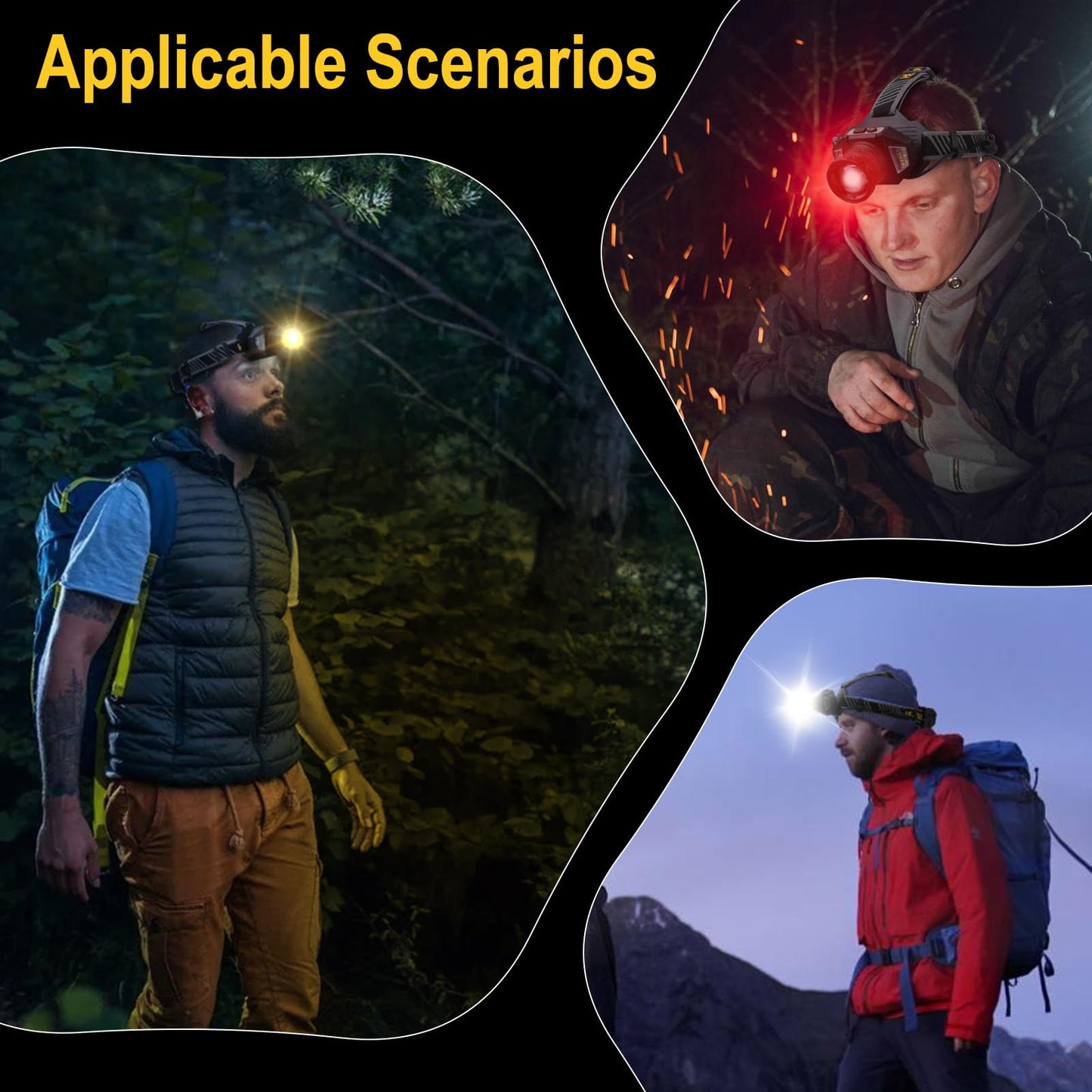 BORUIT 10000 Lumens Rechargeable Headlamp with Red Light