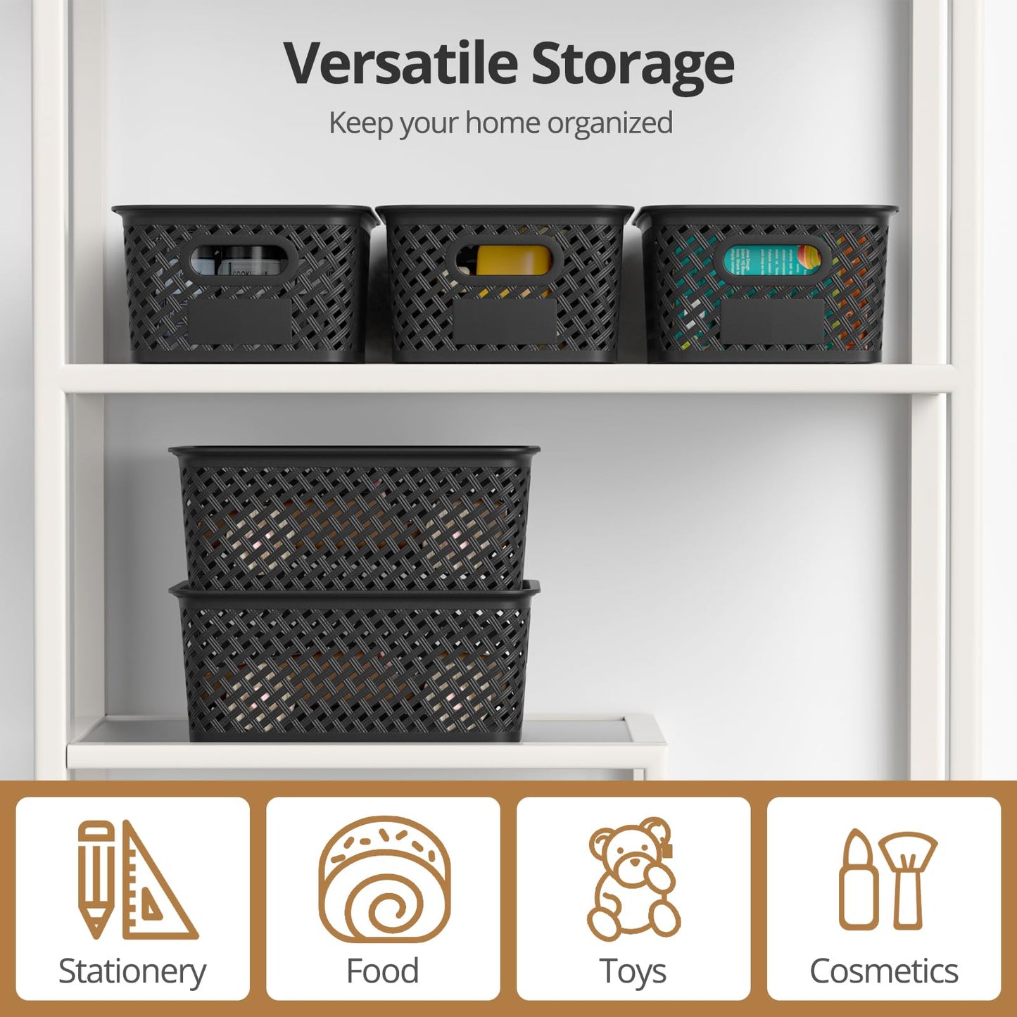 8-Pack Plastic Storage Bins for Organizing