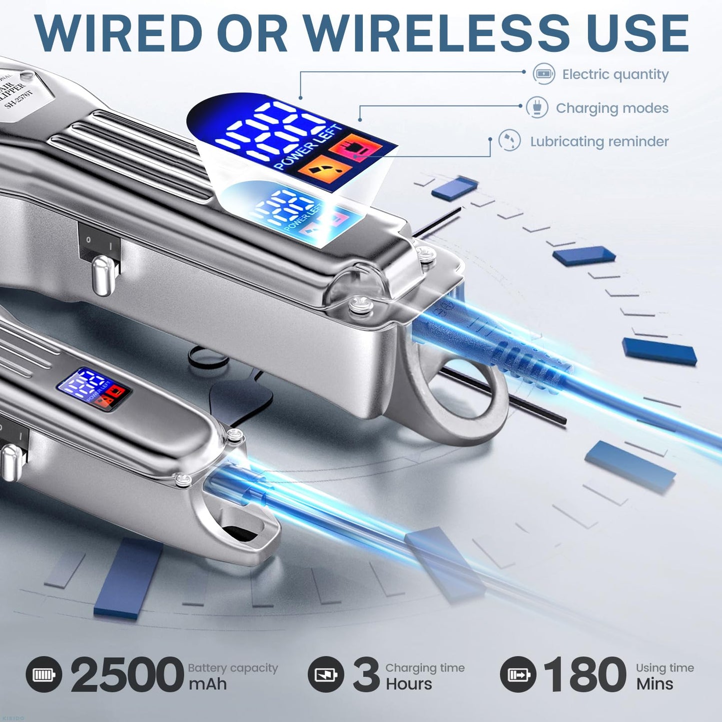 KIKIDO Cordless Hair Clippers with LCD Display