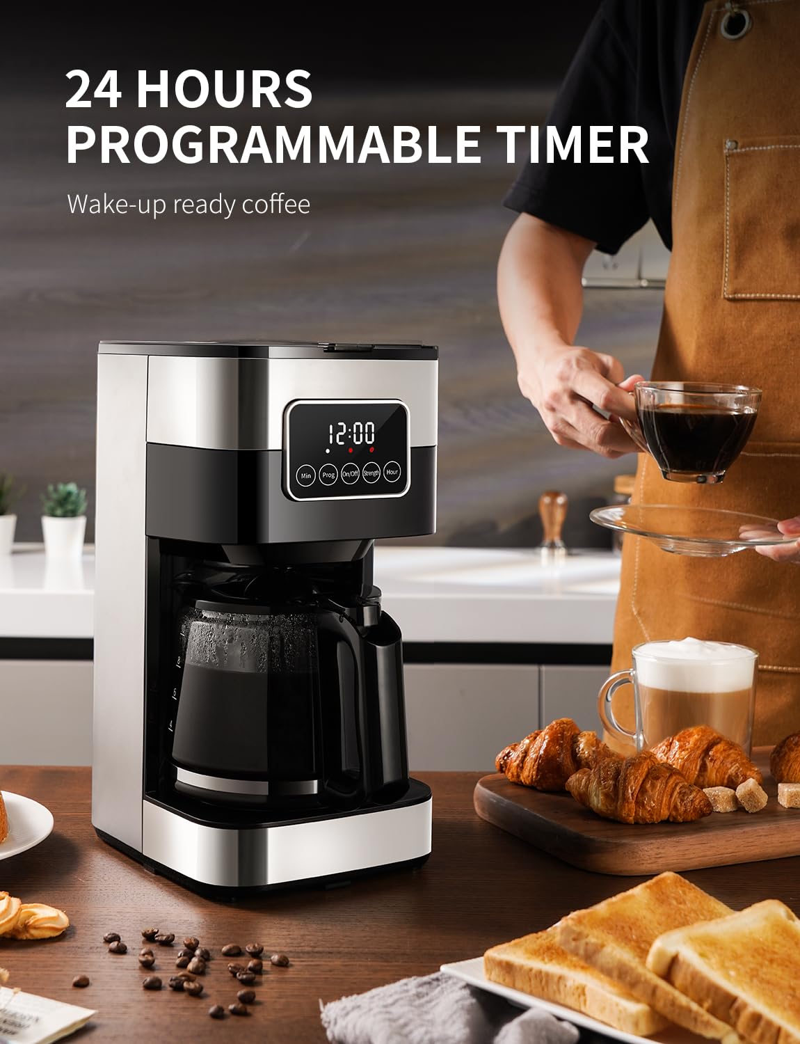 SHARDOR 10-Cup Programmable Coffee Maker, Silver