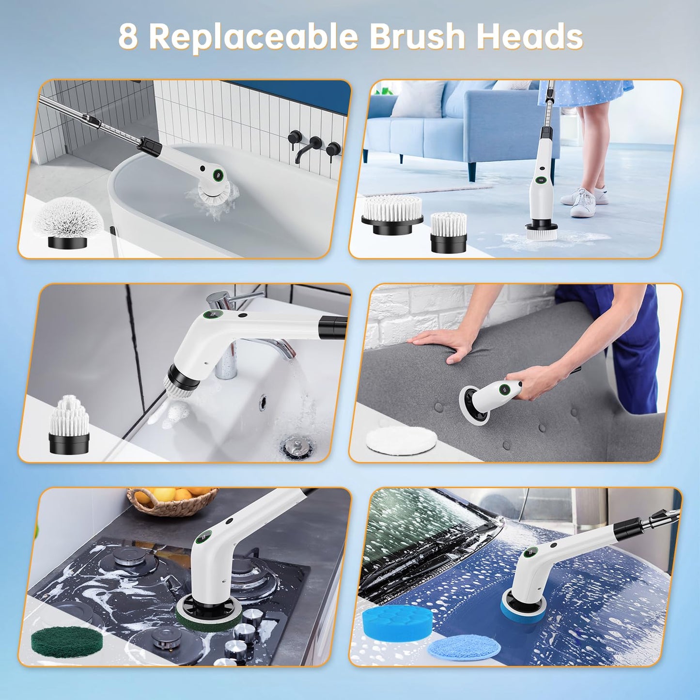 Cordless Electric Spin Scrubber for Bathroom & Kitchen