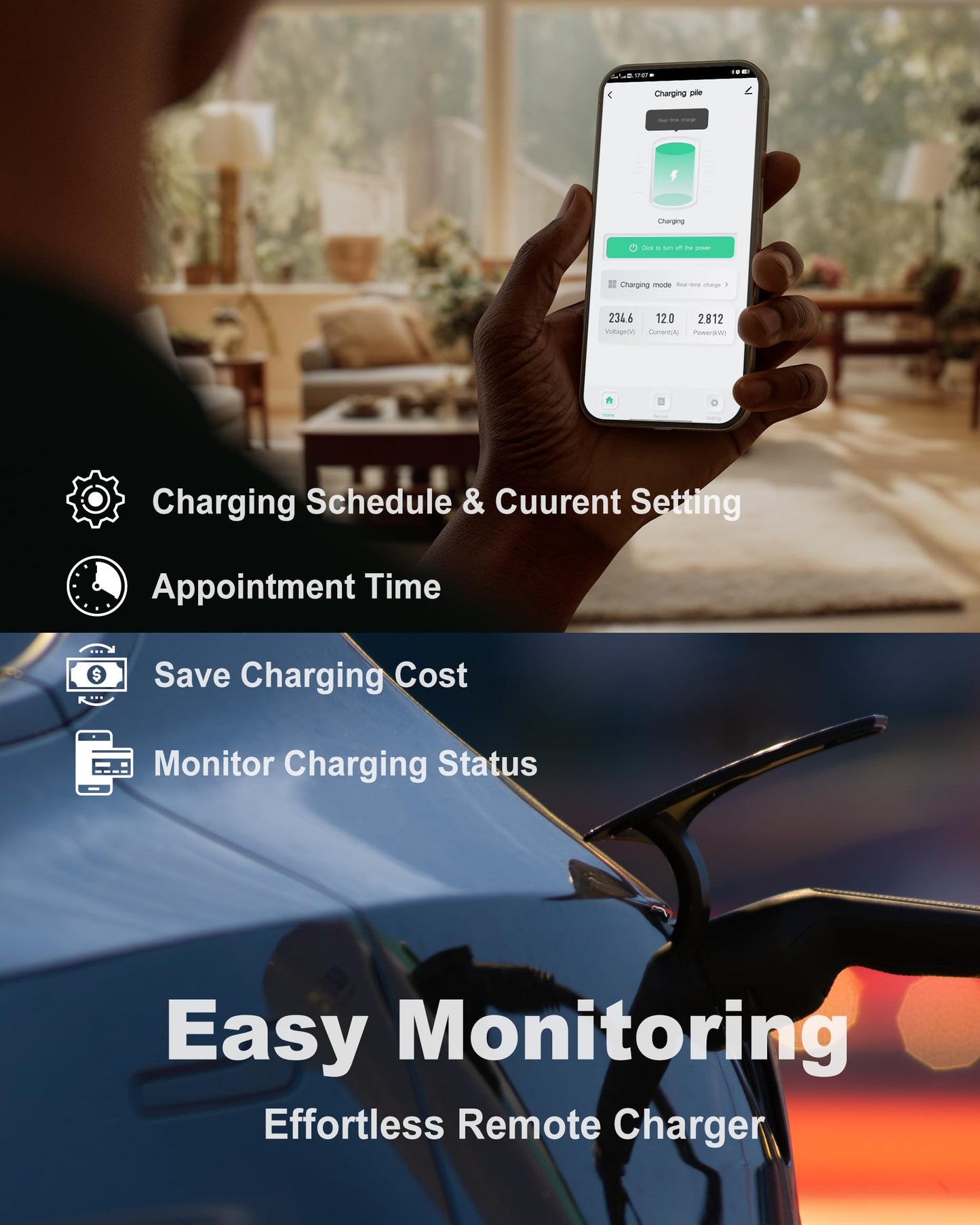 50 Amp WiFi EV Charger with 16ft Cable