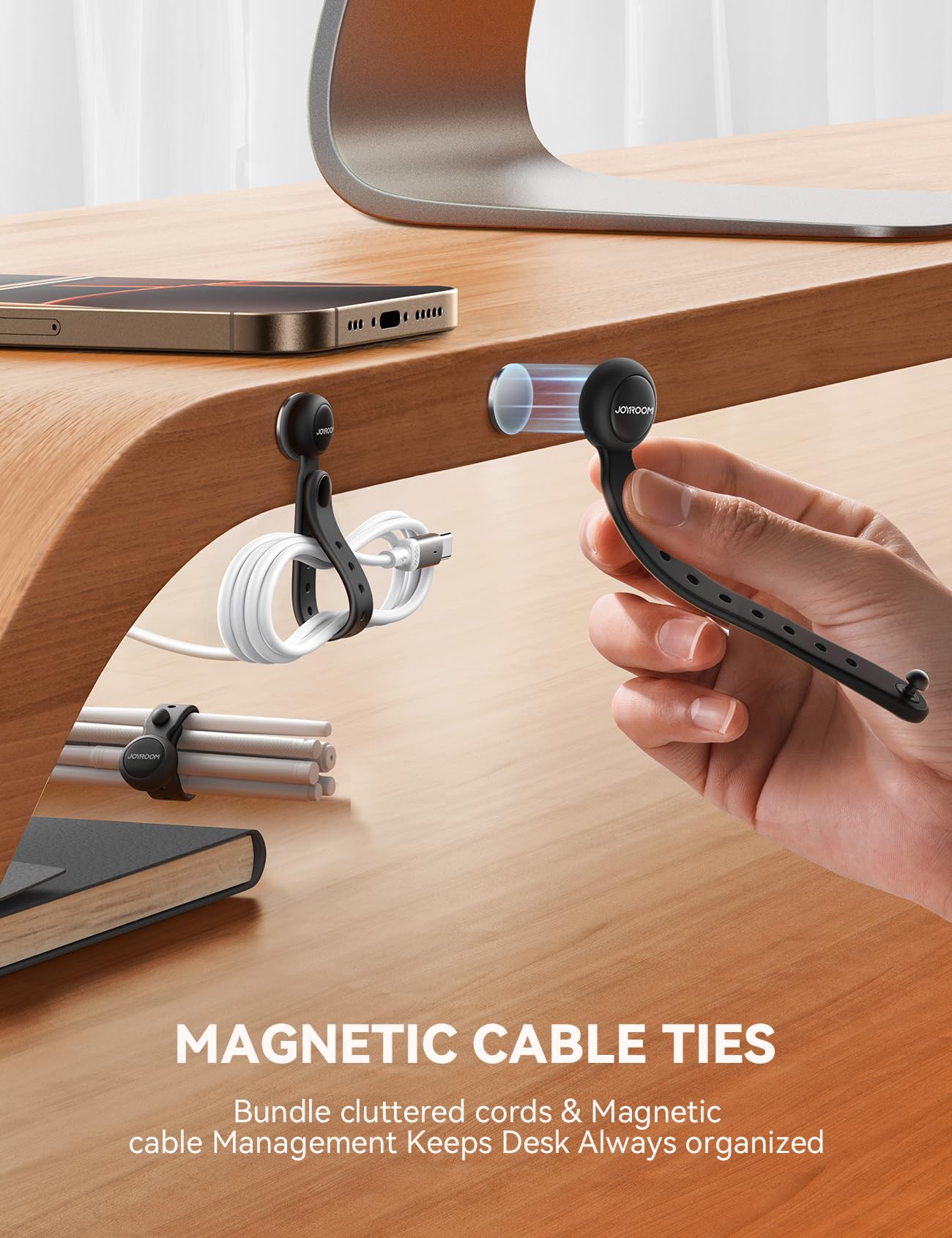12 Pack JOYROOM Magnetic Cable Ties for Bundling