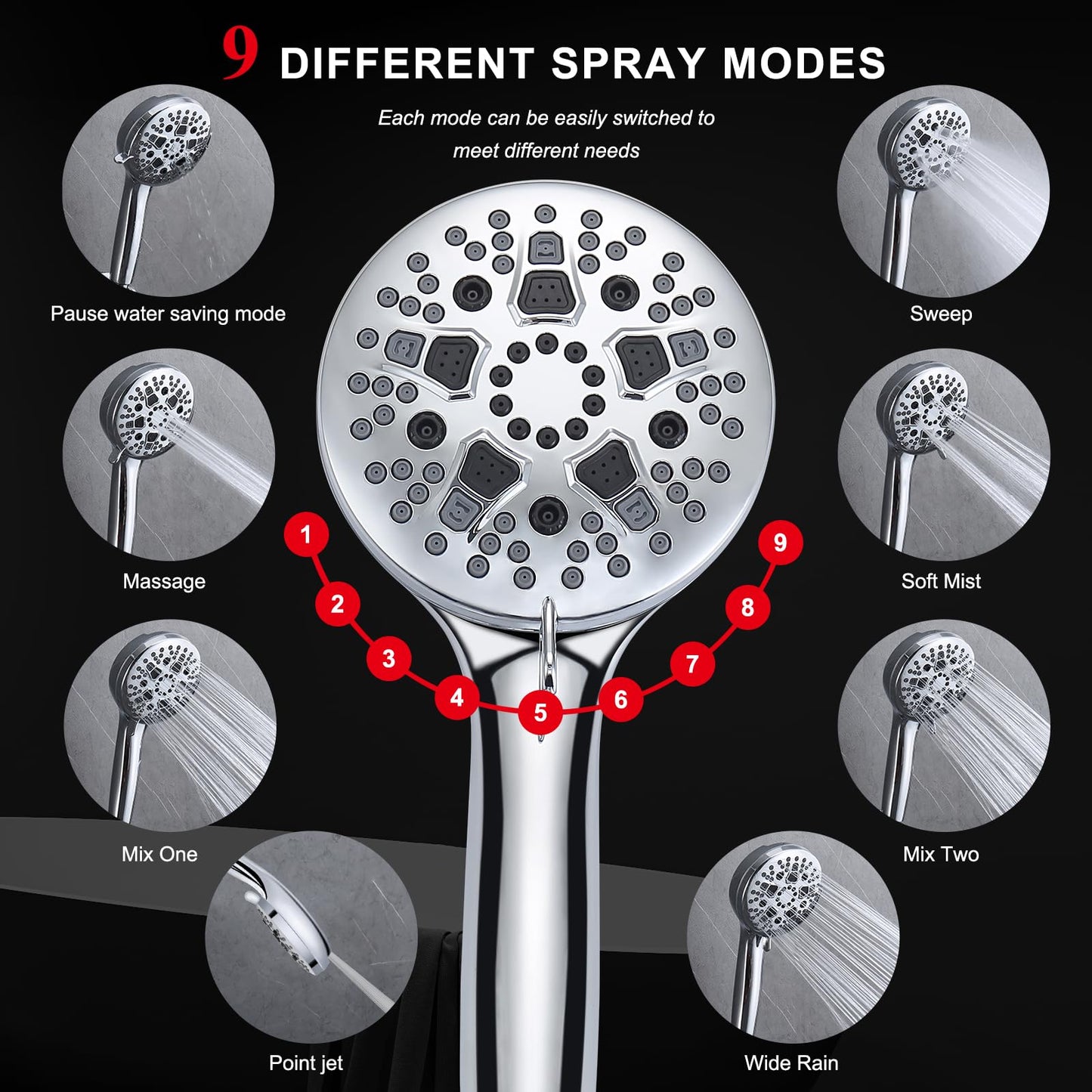 High Pressure Rain Shower Head with Handheld Spray