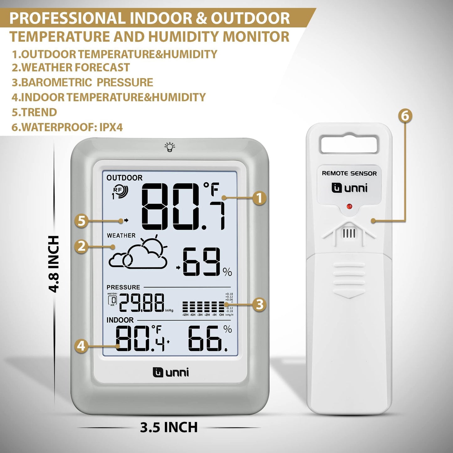 Wireless Weather Station with 330ft Range Sensor