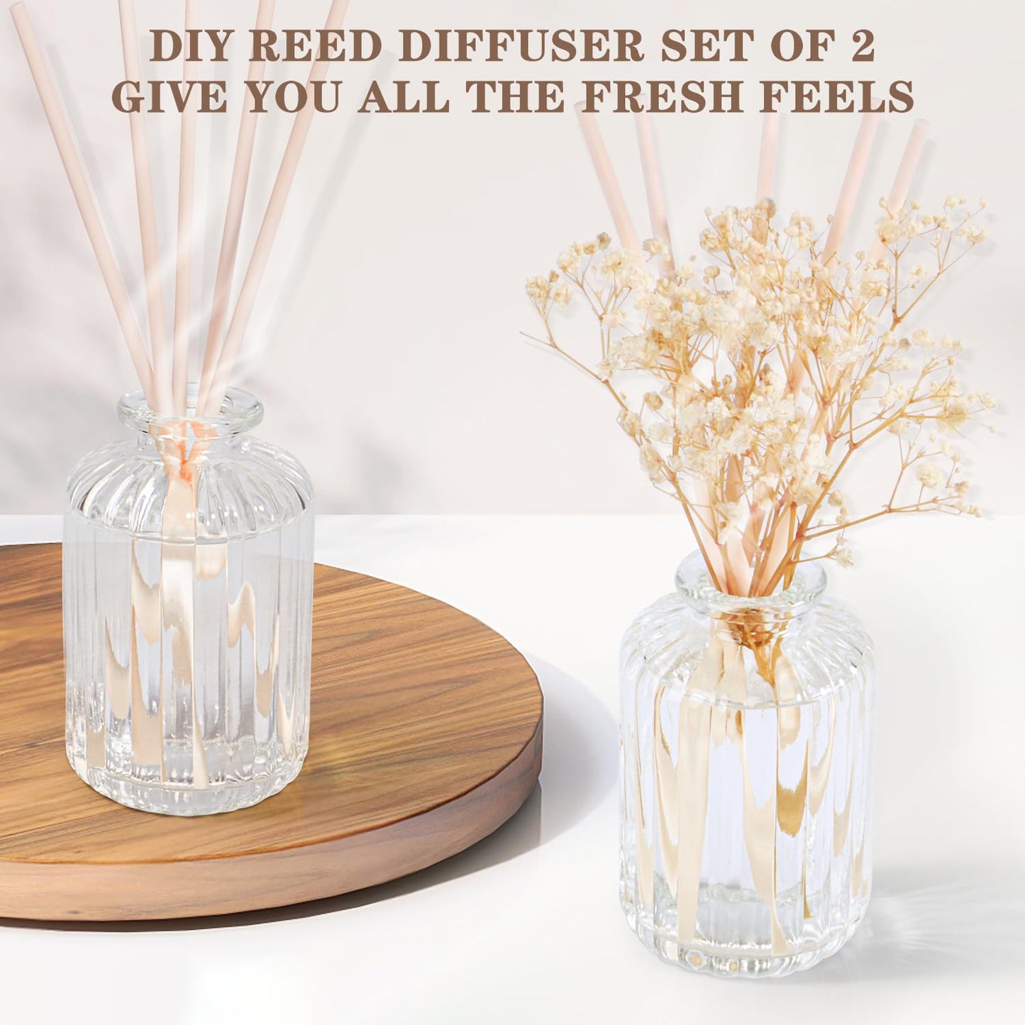 L'odeur Vill Reed Diffuser, 2Pack 12.2 Oz(360ml) Vanilla Scented Diffuser with 16 Sticks, Home Fragrance Essential Oil Reed Diffuser Set for Home Large Rooms Bathroom Shelf Decor