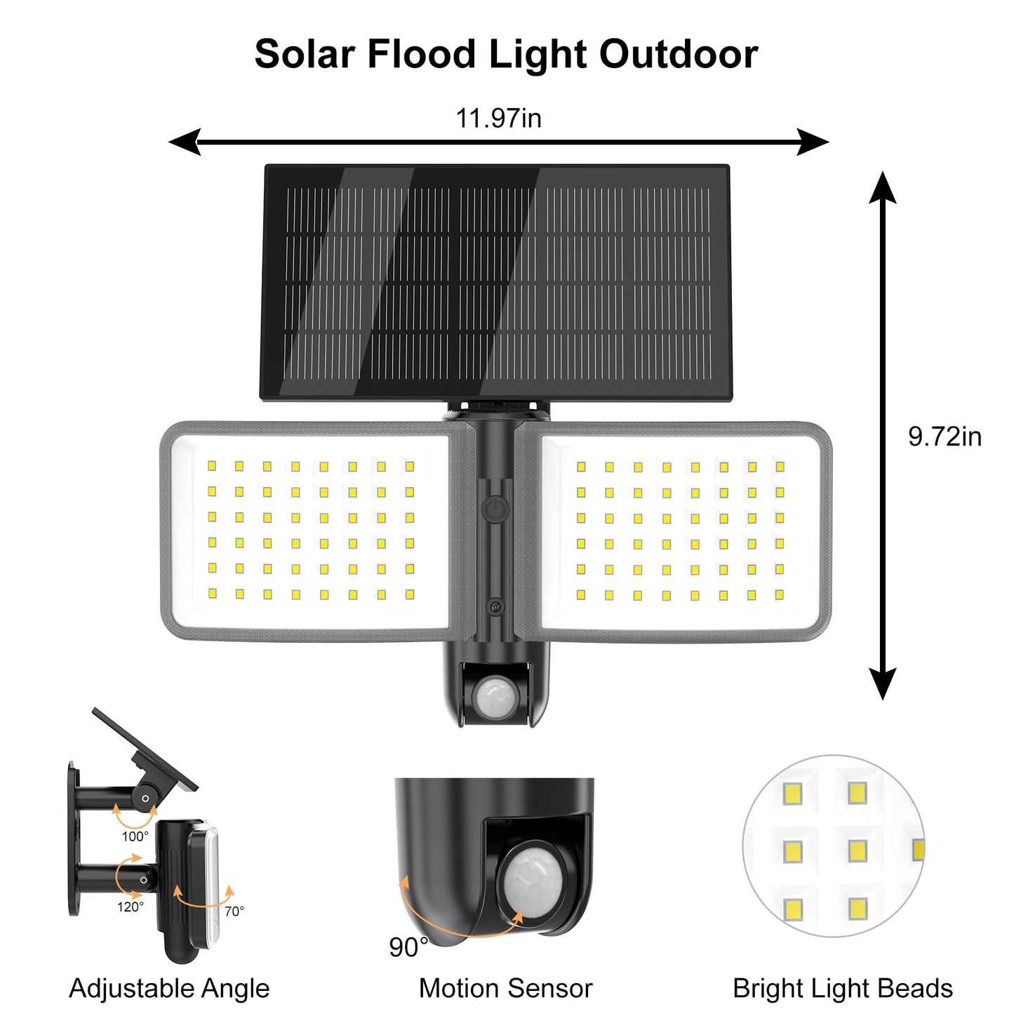 1500LM Fuligent Waterproof Solar Security Lights