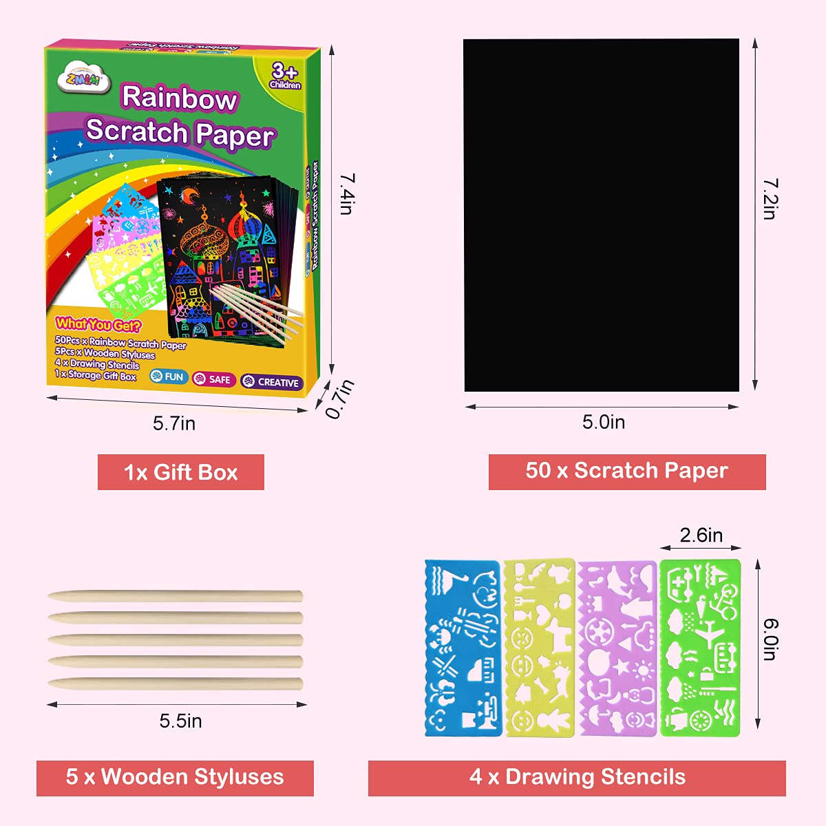 Scratch Paper Art Set for Kids - 60 Pcs