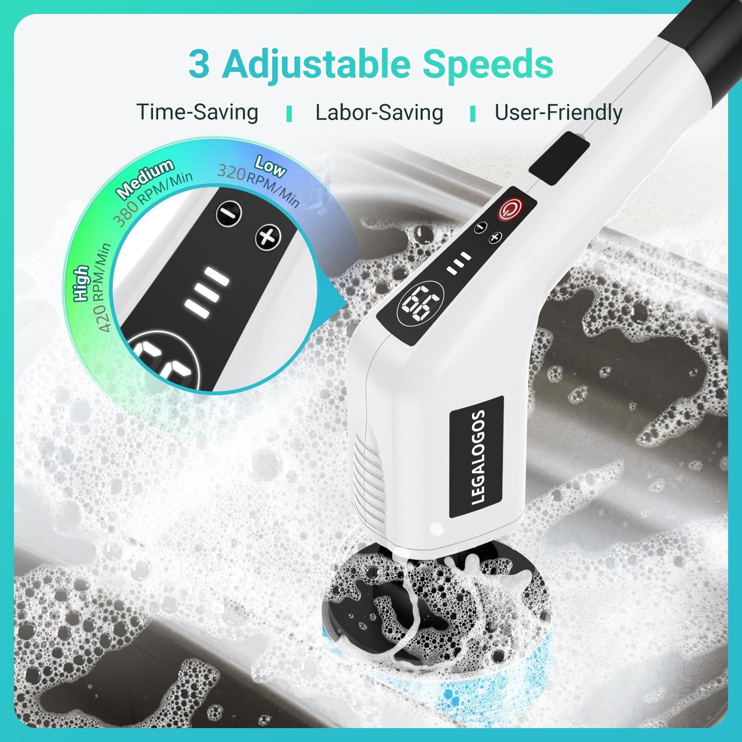 Electric Spin Scrubber with 8 Replaceable Brush Heads