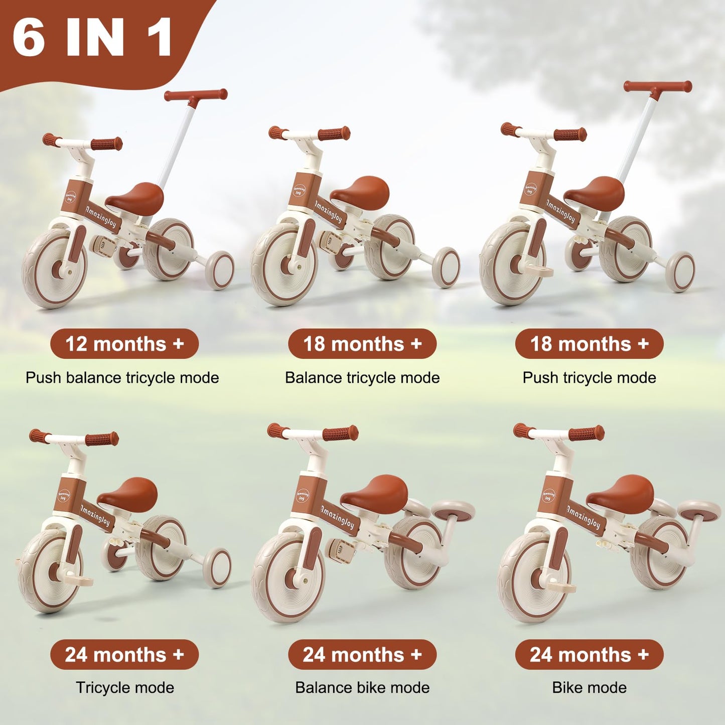 6 in 1 Toddler Tricycle with Adjustable Seat