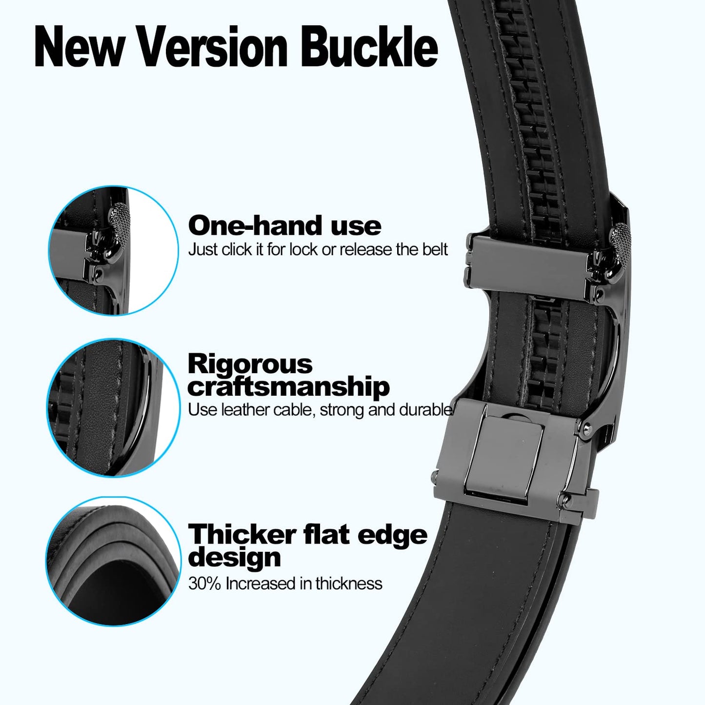 Drowsmen Belt men,leather ratchet belt 1 3/8" with Comfort Click Sliding Automatic Buckle in gift box, Adjustable belt Trim to Fit (Carbon Fiber Black Belts, 36"-42" Waist Adjustable)