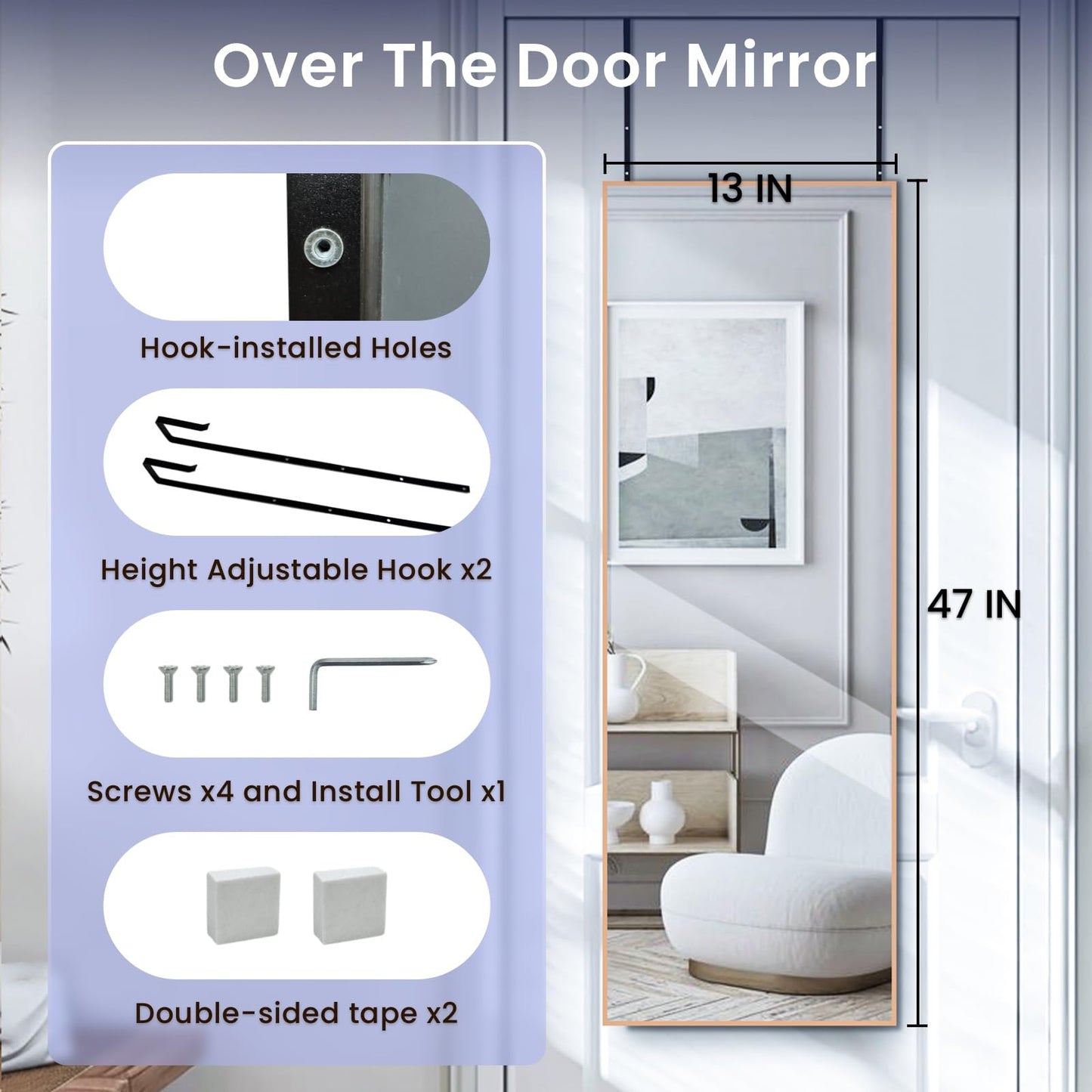 Anpark 47x14 Over Door Full Length Mirror