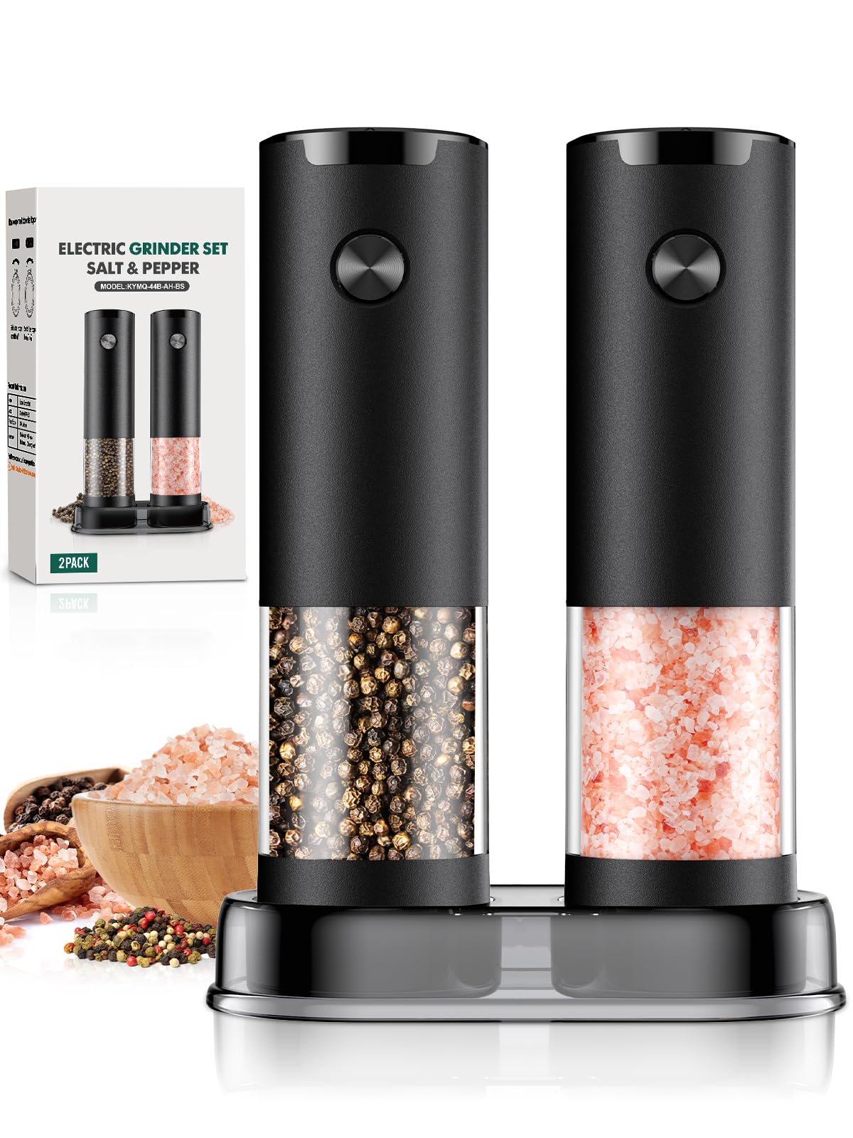 2 Pack Electric Salt and Pepper Grinder Set