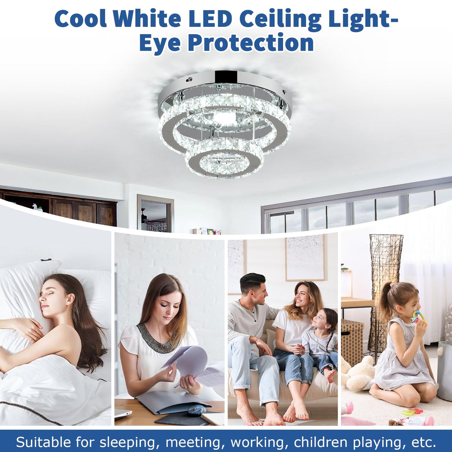 Modern Crystal LED Chandelier Flush Mount Light