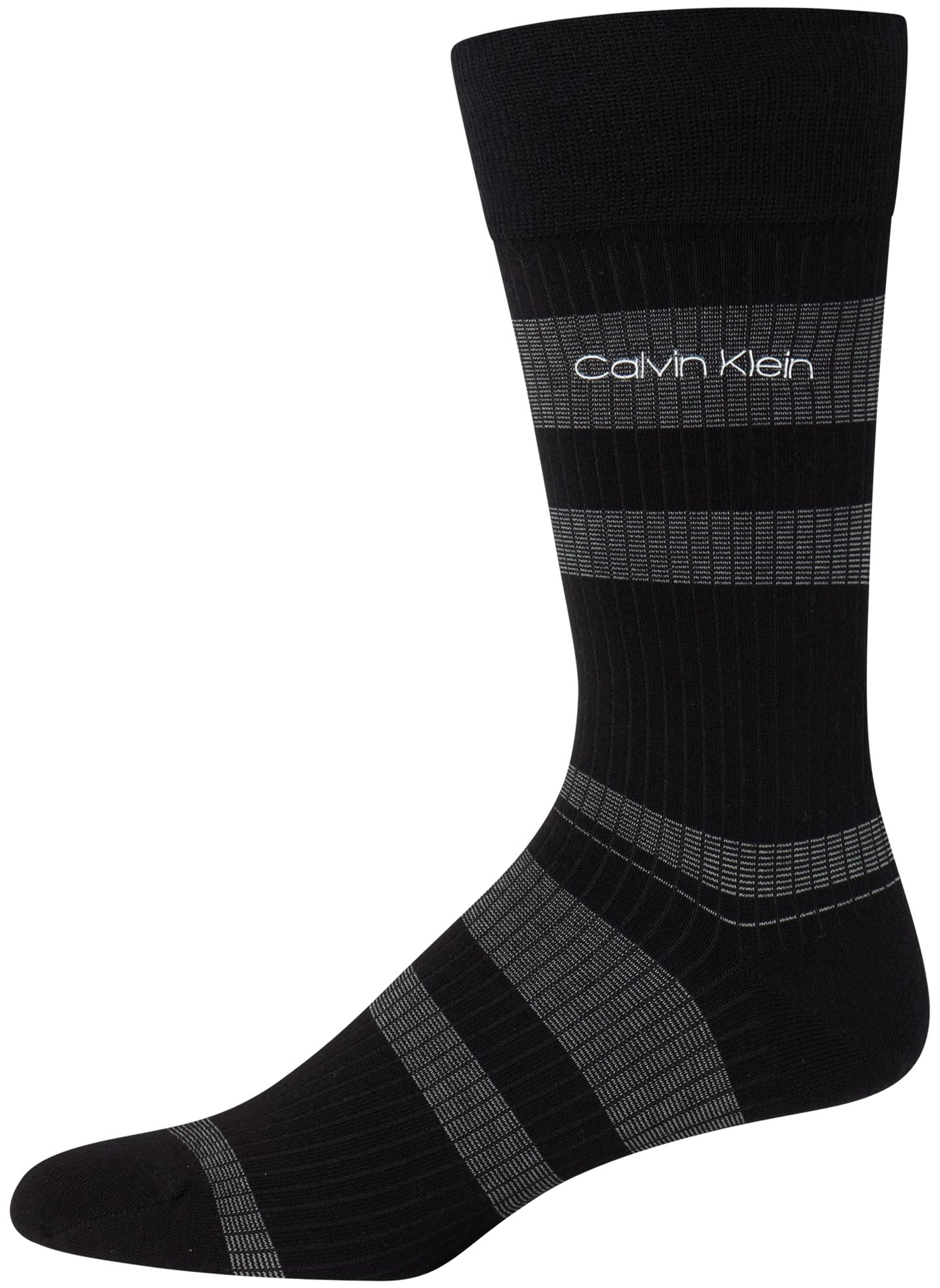 Calvin Klein Men's Dress Socks - Luxury and Egyptian Cotton Blend Dress Socks (2 Pair), Size 7-12, Black Stripe