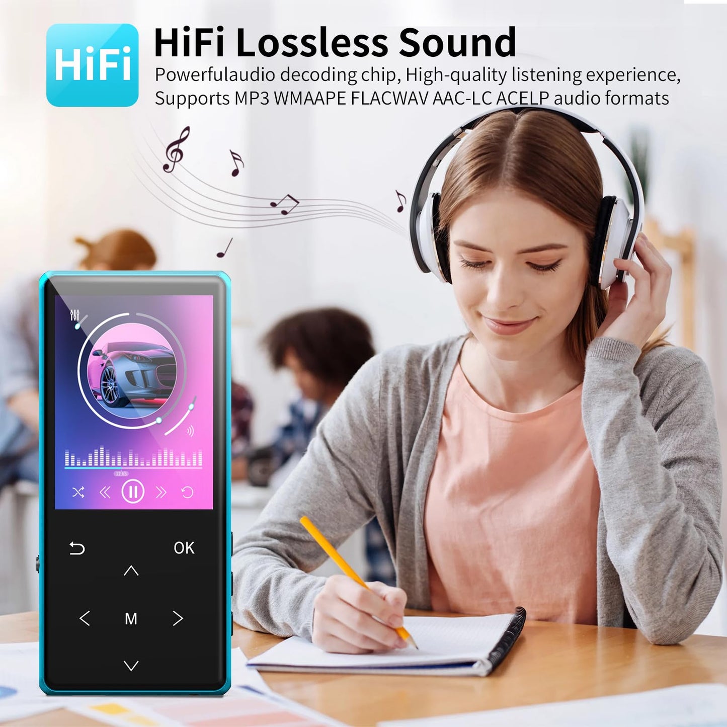 MP3 Player, 64GB MP3 Players Safuciiv MP3 with Bluetooth 5.3, 2.4 in Screen, Lossless Music Player, Support FM Recording, for Gym, Camping, Sports (Blue)