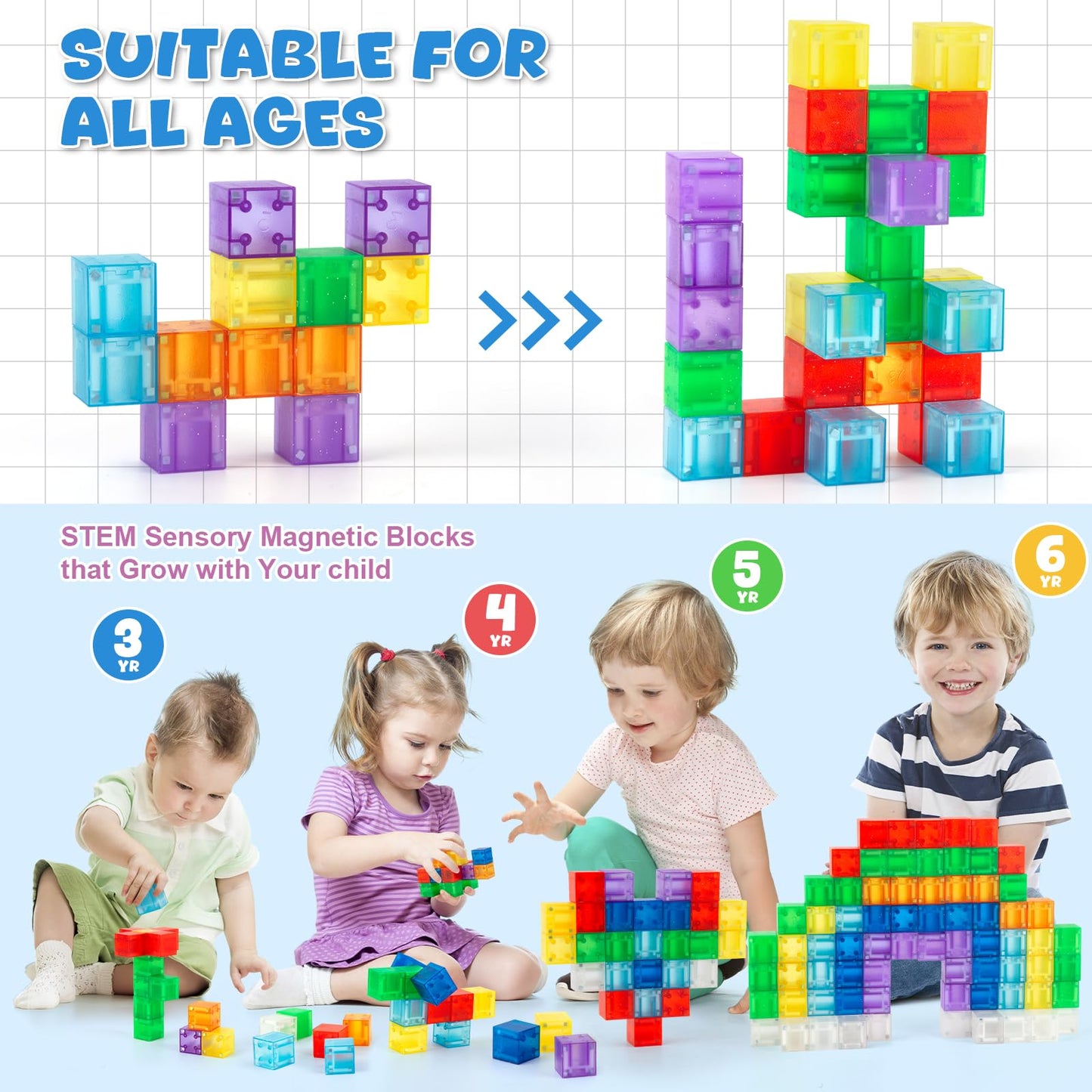 56 PCS Magnetic Building Blocks for Toddlers